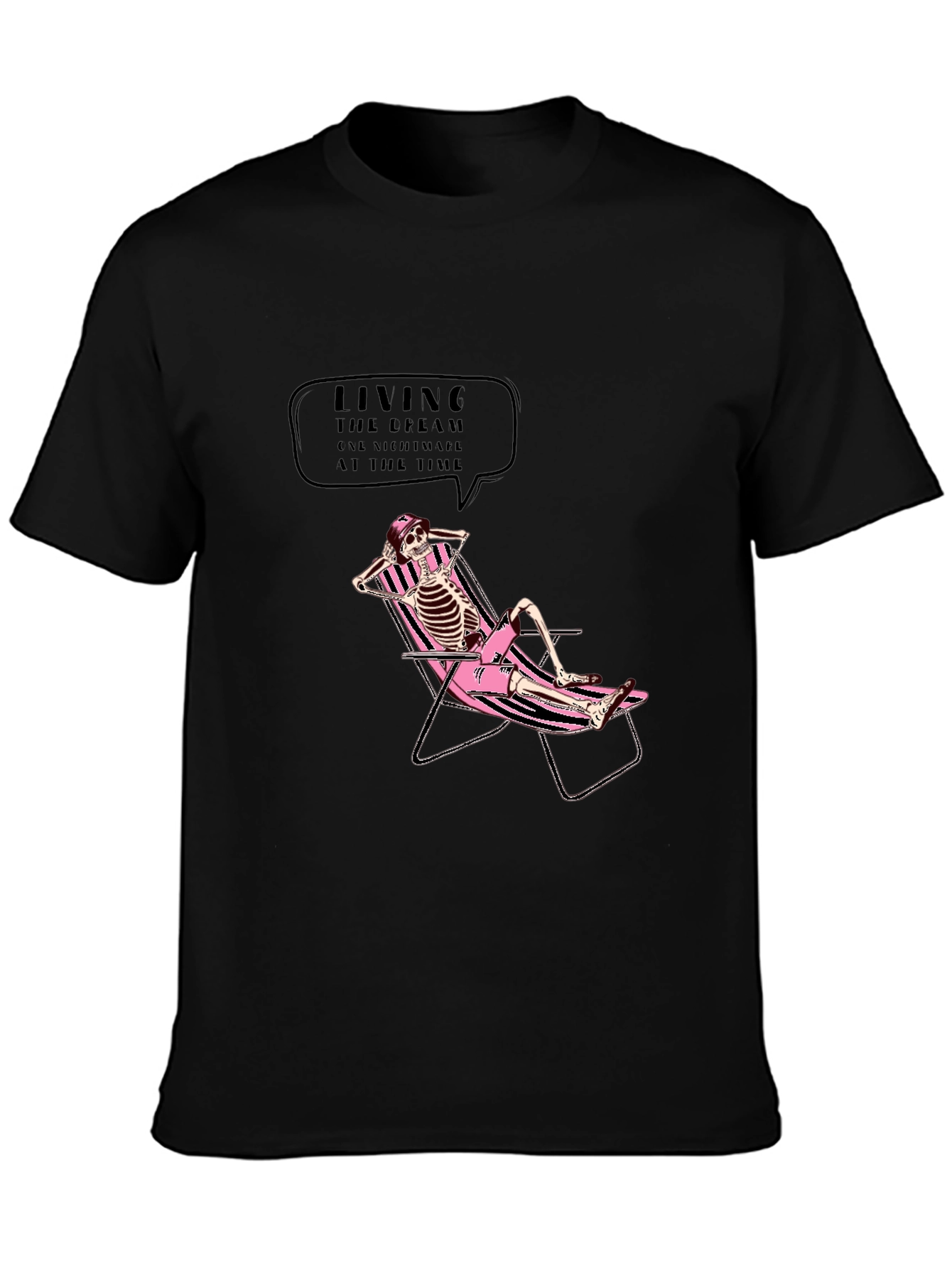 Relaxed Skeleton Graphic Tee - Living the Dream T-Shirt