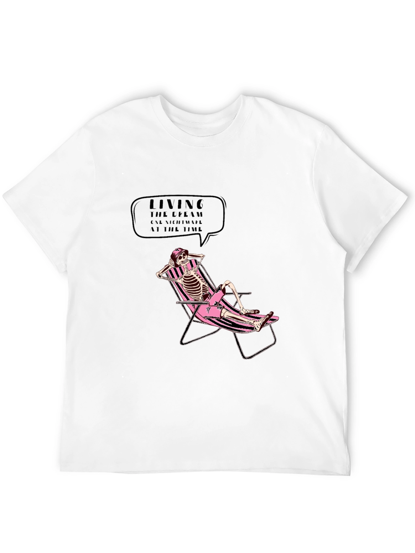 Relaxed Skeleton Graphic Tee - Living the Dream T-Shirt