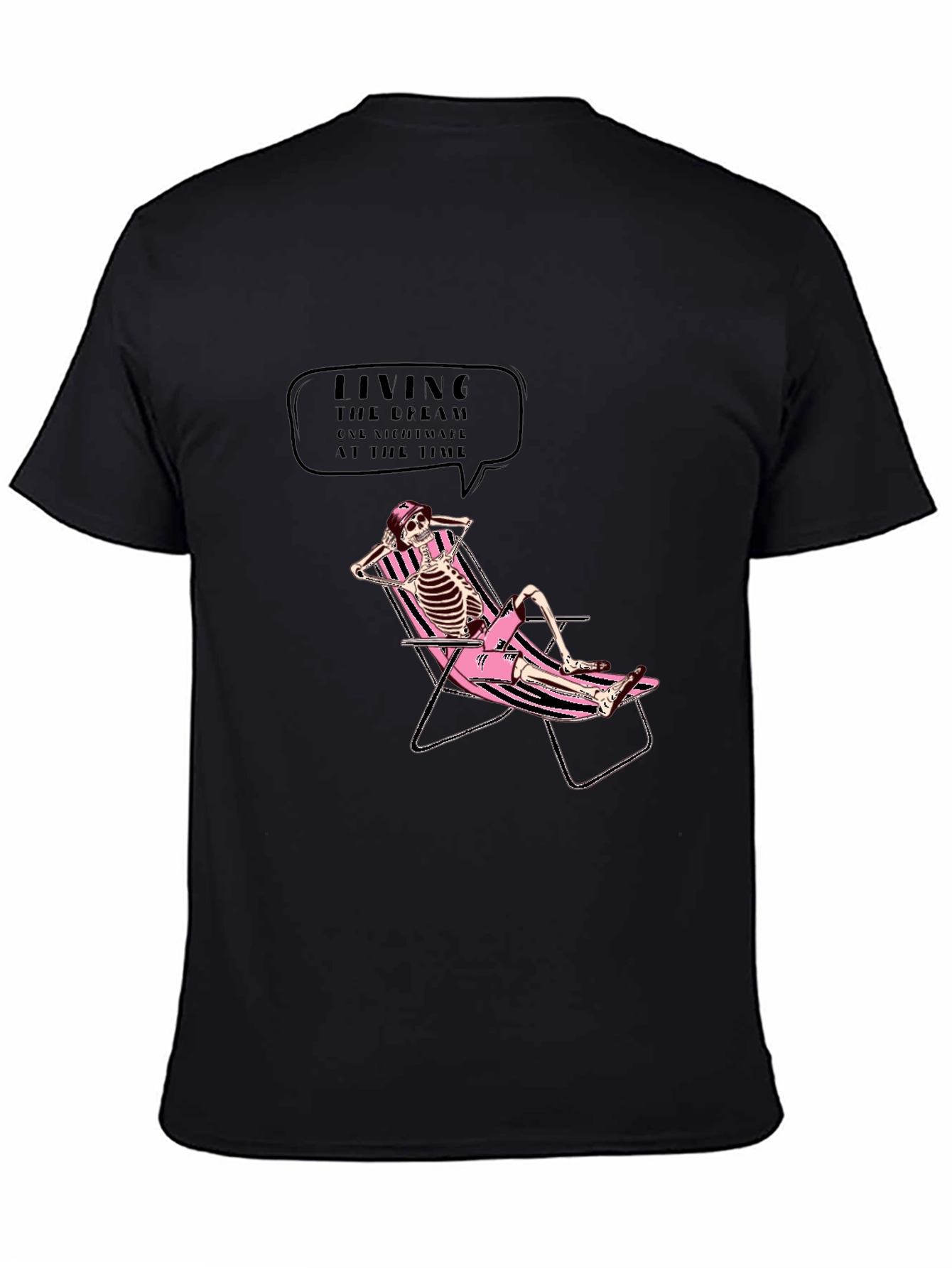 Relaxed Skeleton Graphic Tee - Living the Dream T-Shirt