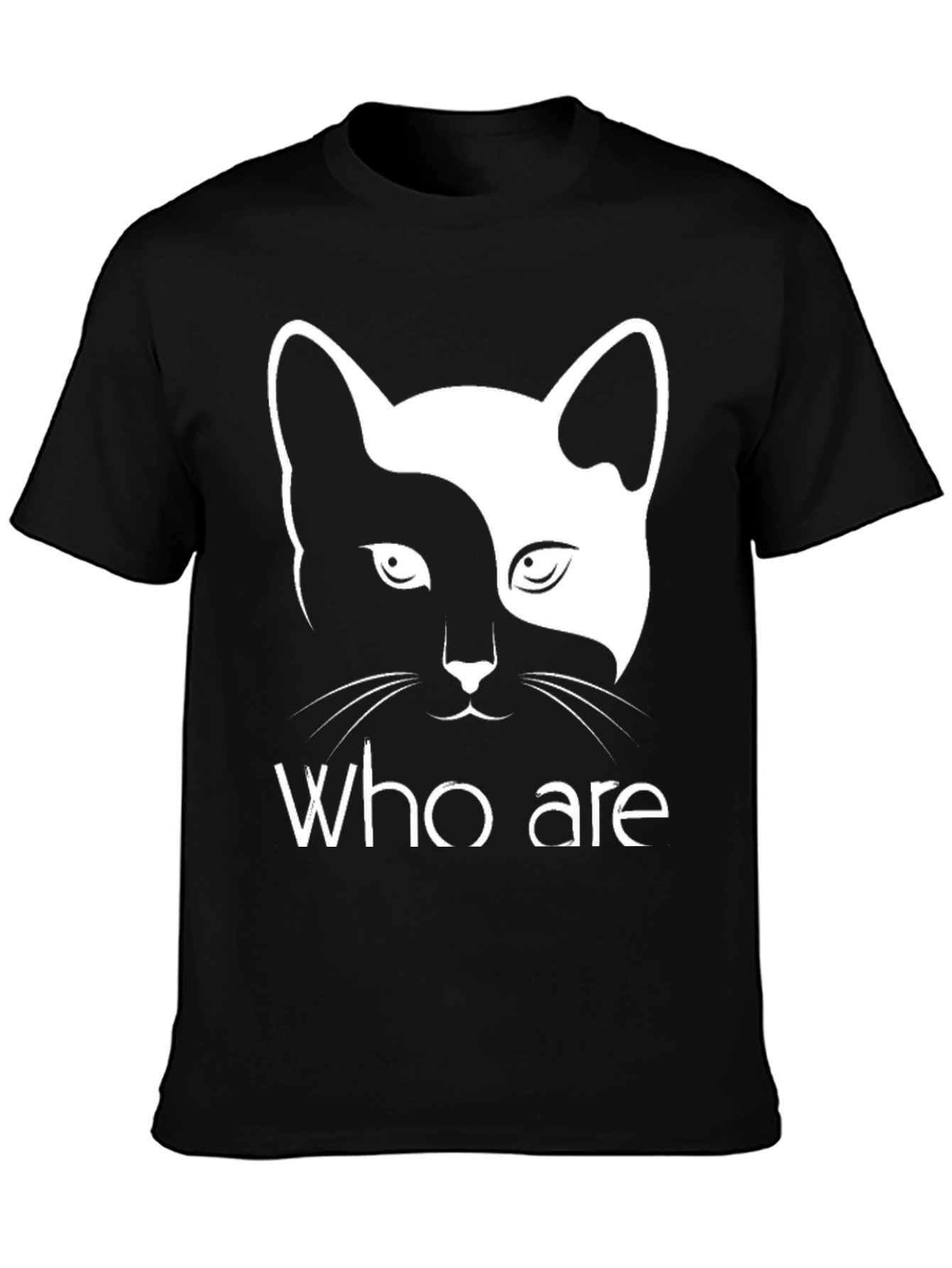 Yin Yang Cat Graphic Tee - Who Are You?