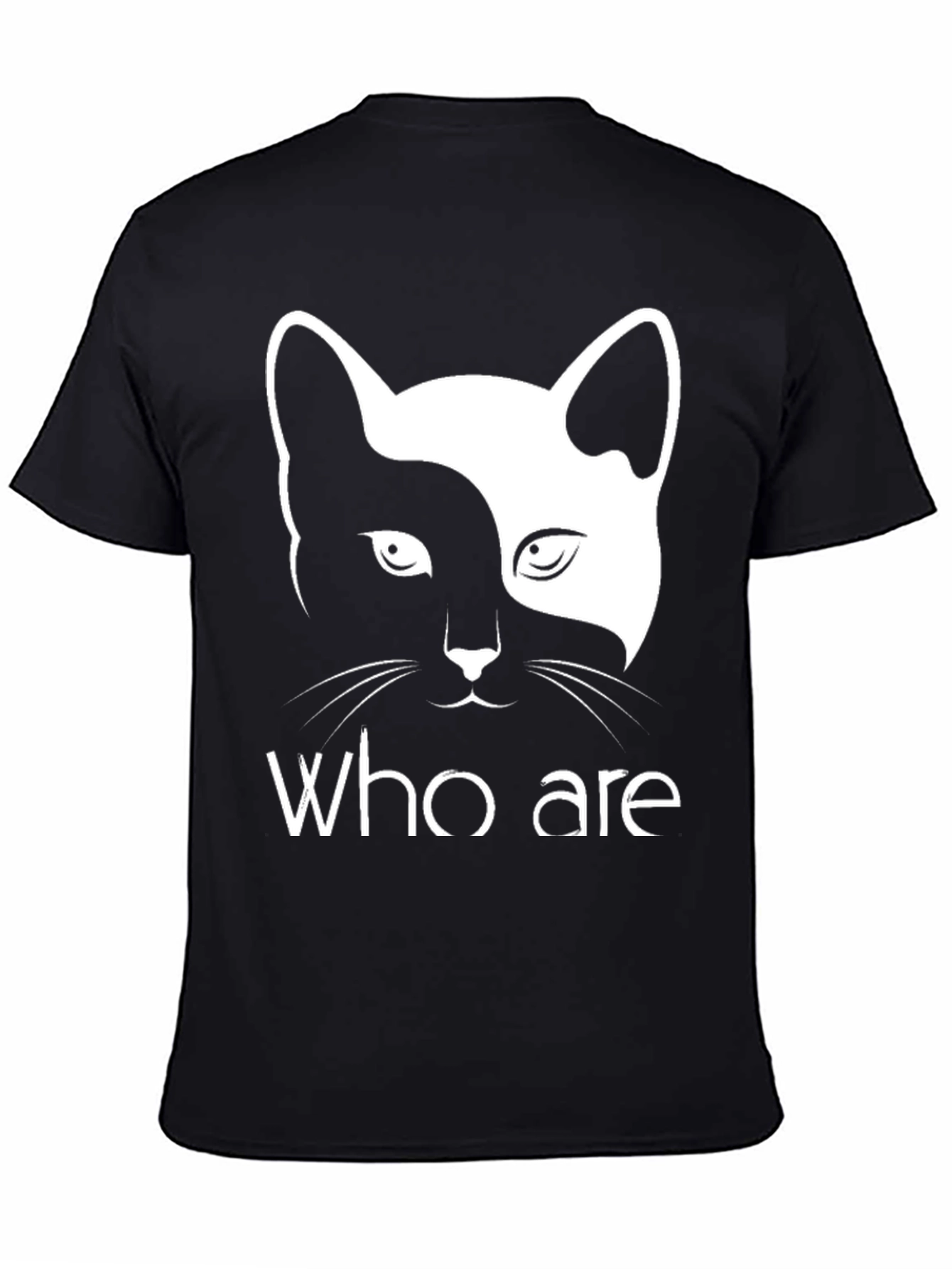 Yin Yang Cat Graphic Tee - Who Are You?