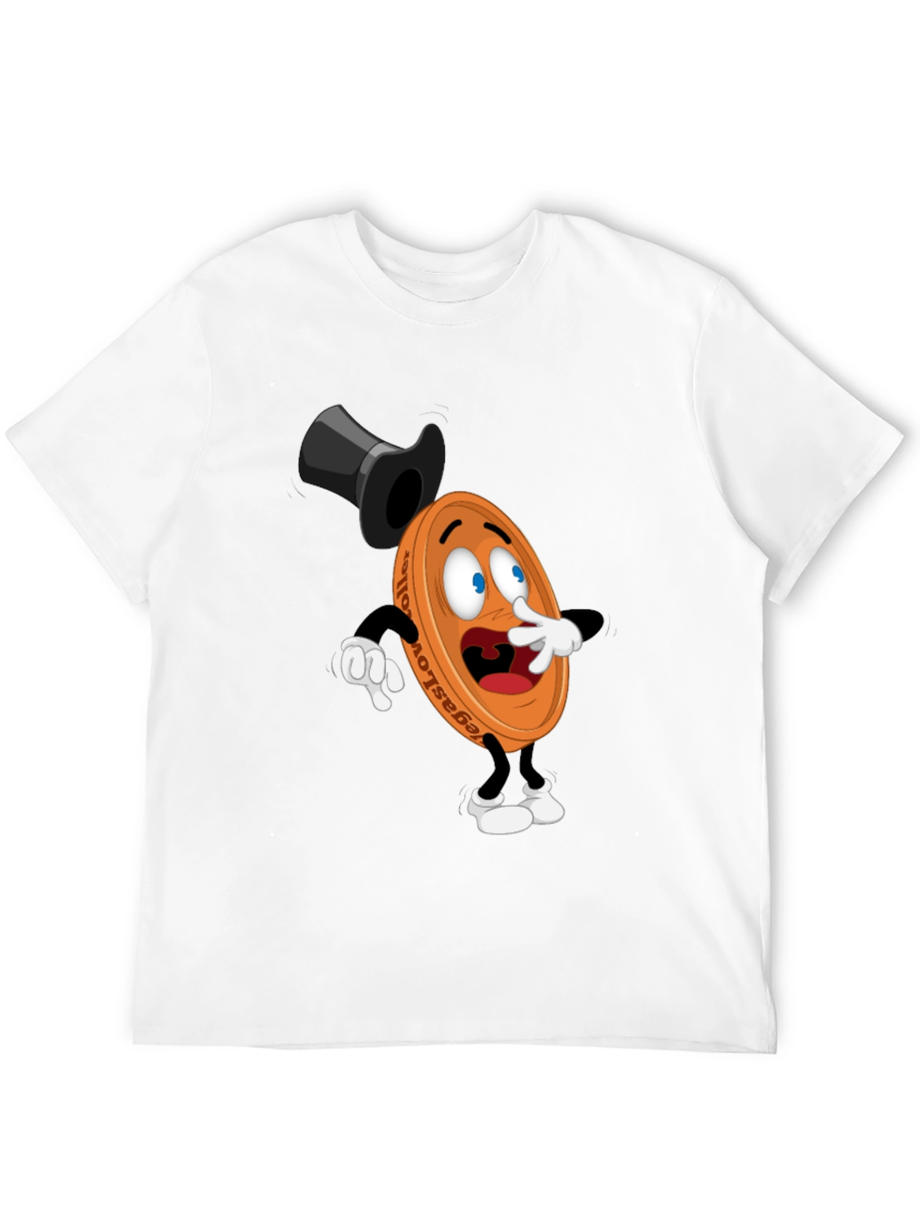 Mens Black T-Shirt with Cartoon Coin Design