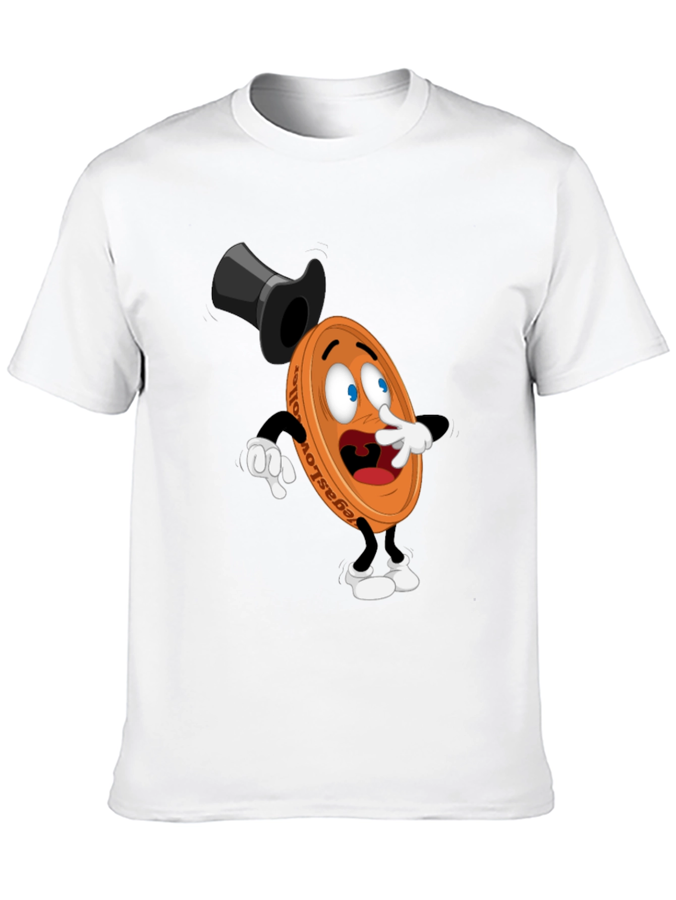 Mens Black T-Shirt with Cartoon Coin Design