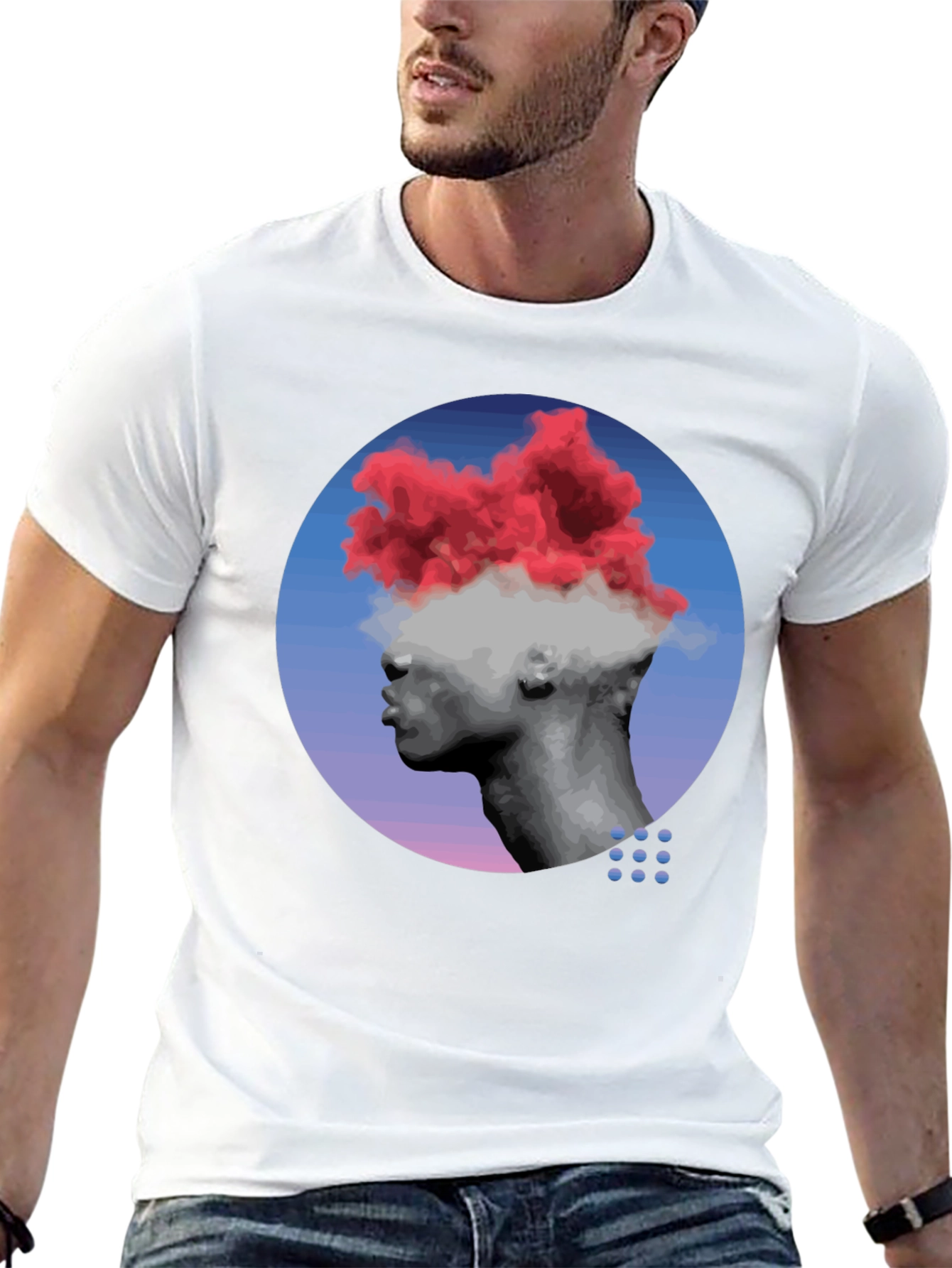 Cloud Head Graphic Tee - Unique Artistic Design