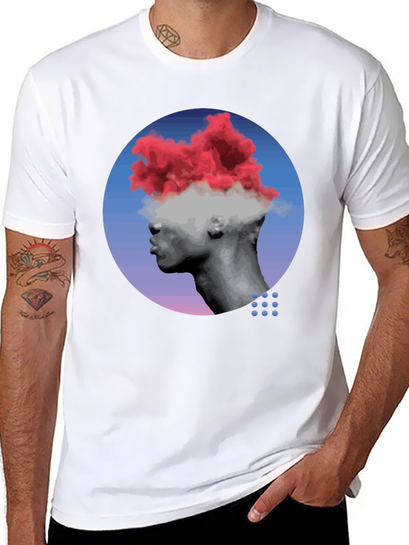 Cloud Head Graphic Tee - Unique Artistic Design