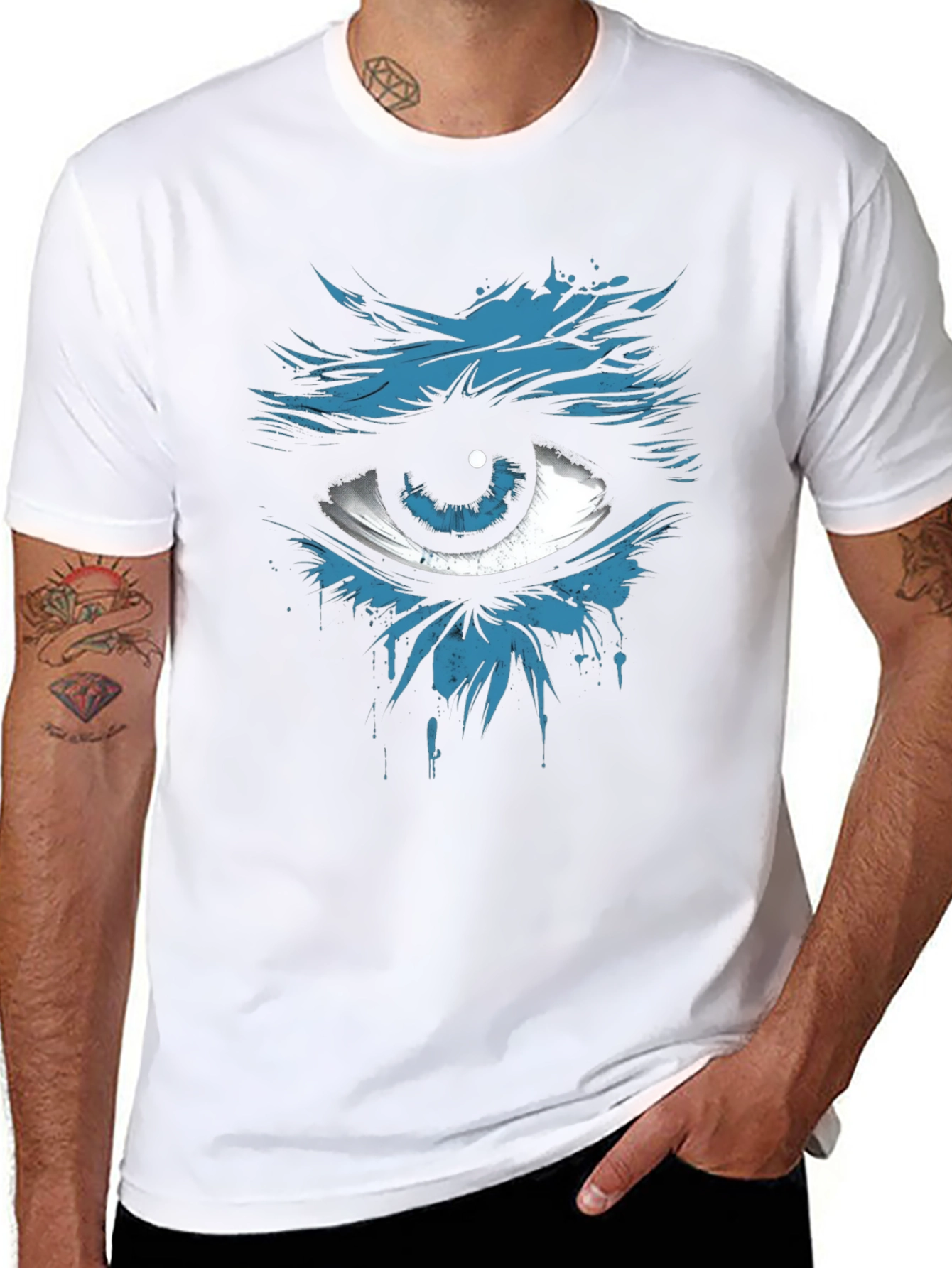Mens Black T-Shirt with Eye Graphic