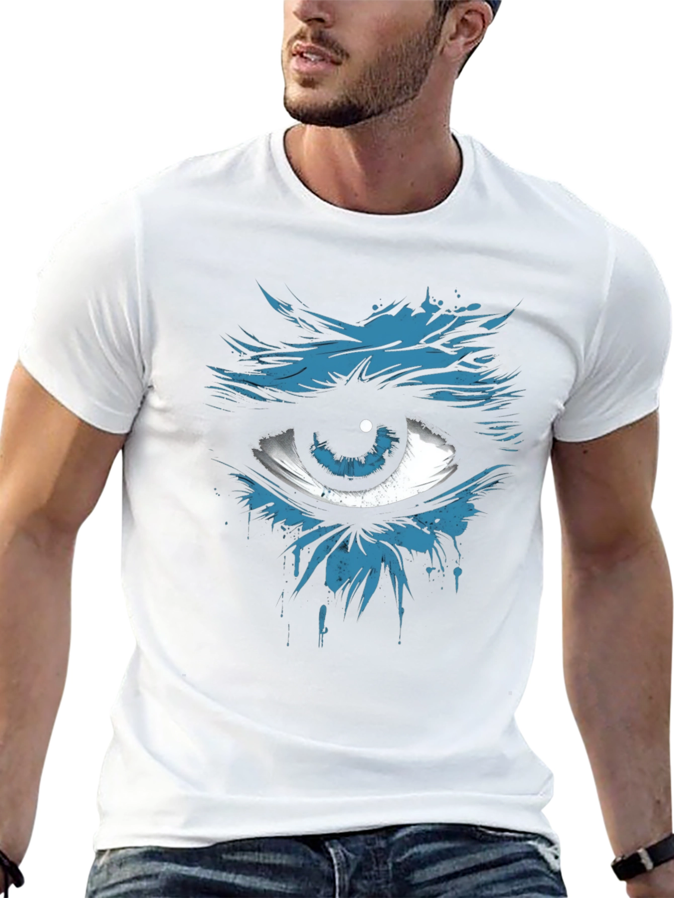 Mens Black T-Shirt with Eye Graphic