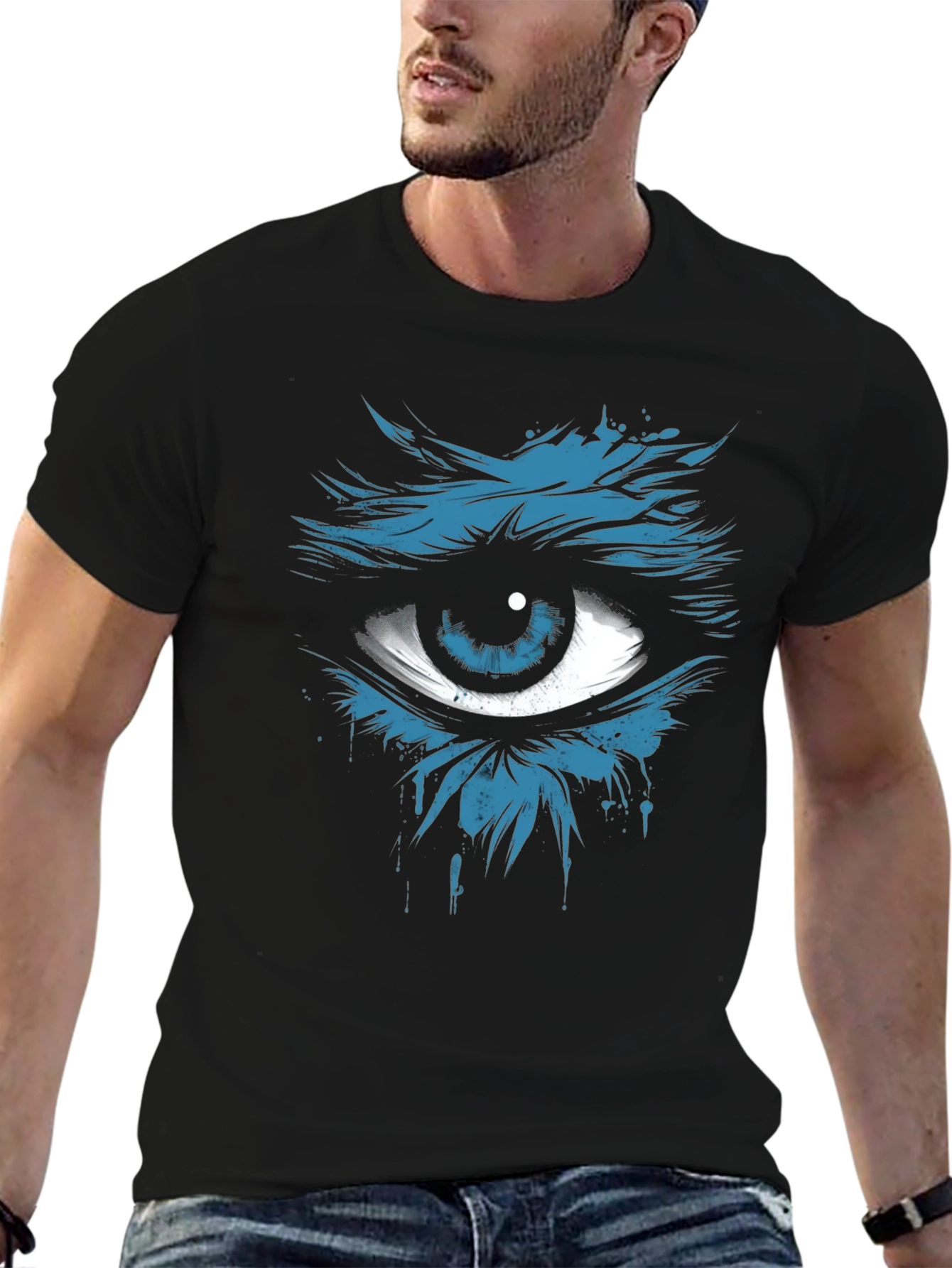Mens Black T-Shirt with Eye Graphic