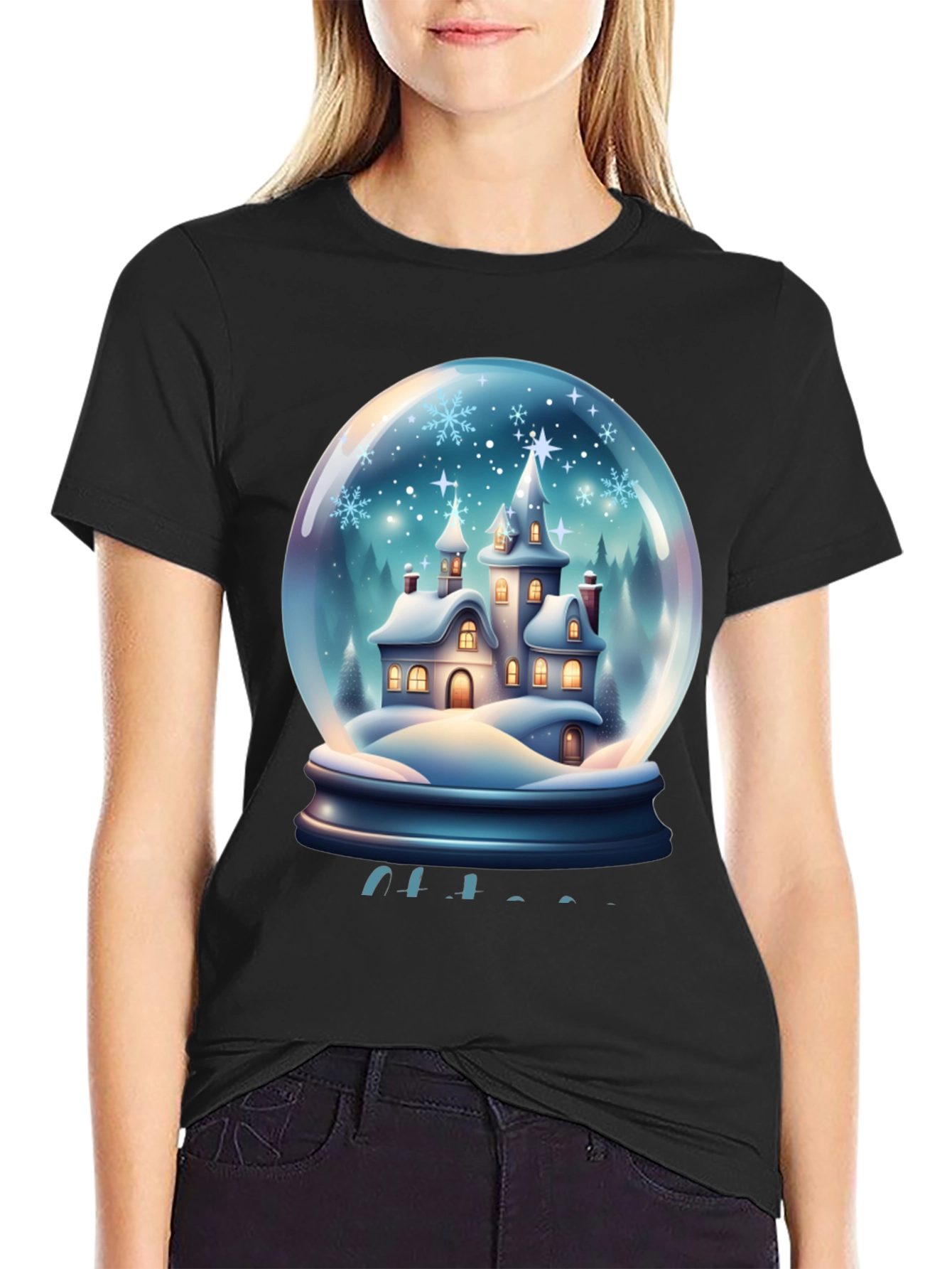Snow Globe Castle Graphic T-Shirt
