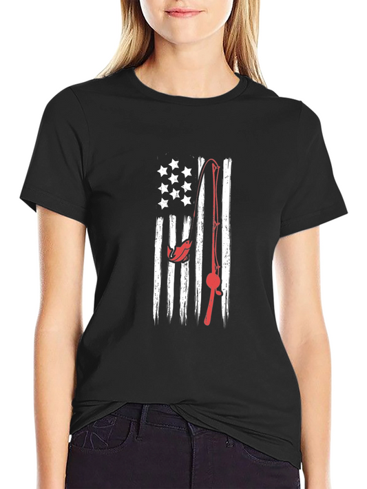Fishing American Flag Graphic Tee