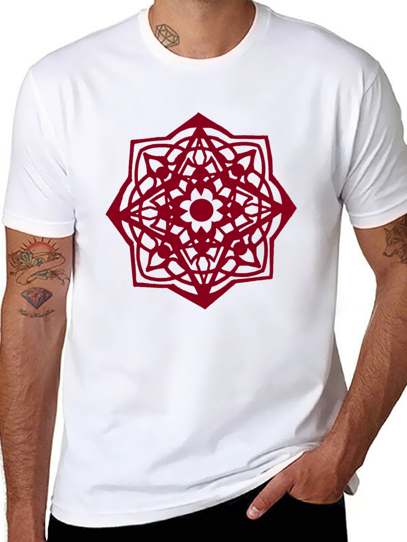 Geometric Mandala Graphic Tee - Stylish Mens Black T-Shirt
