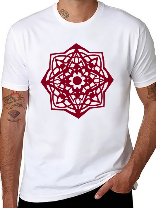 Geometric Mandala Graphic Tee - Stylish Mens Black T-Shirt
