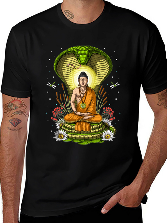 Buddha Cobra T-Shirt - Meditating Under Protection