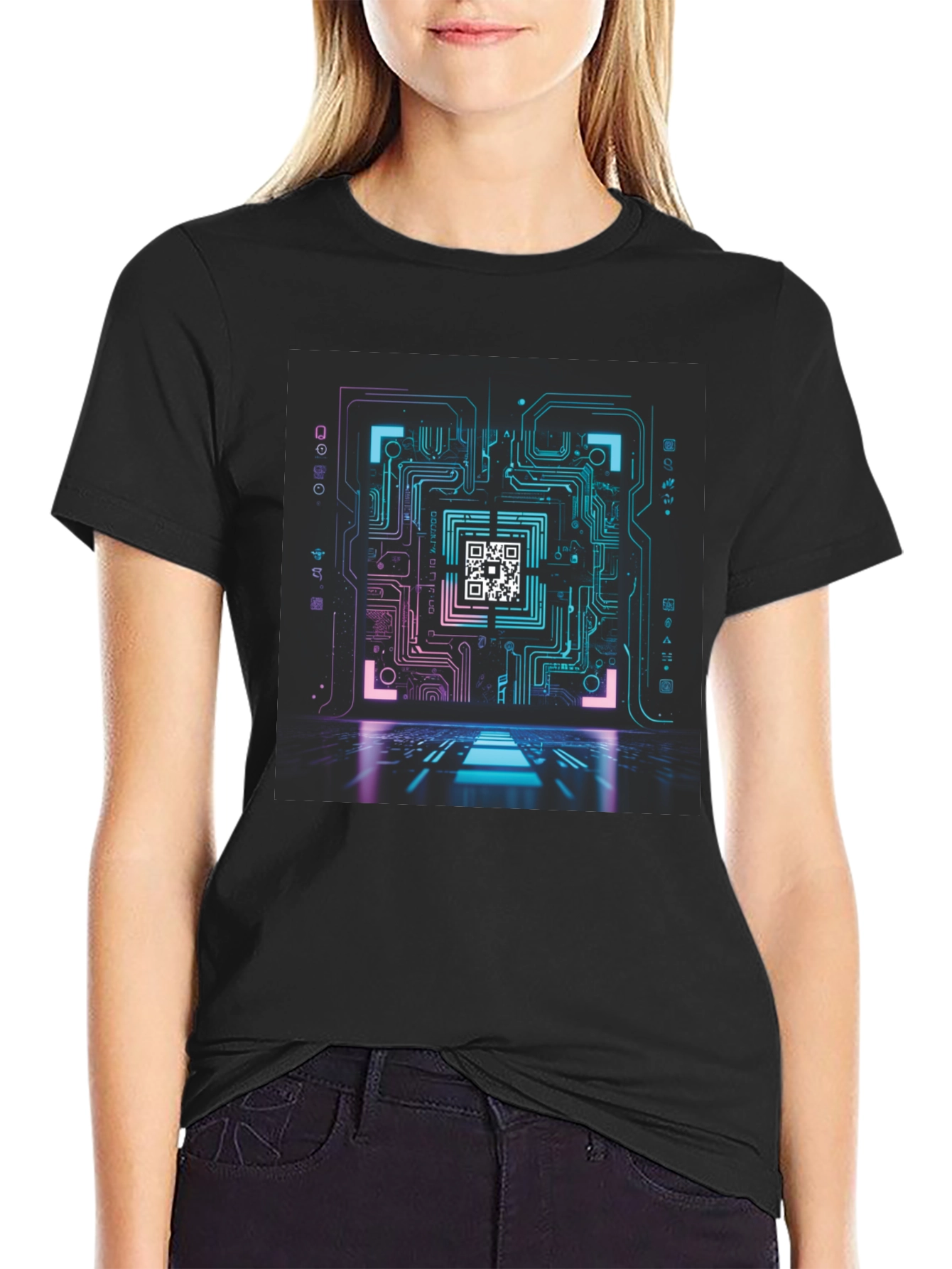 Cyber Circuit QR Code T-Shirt