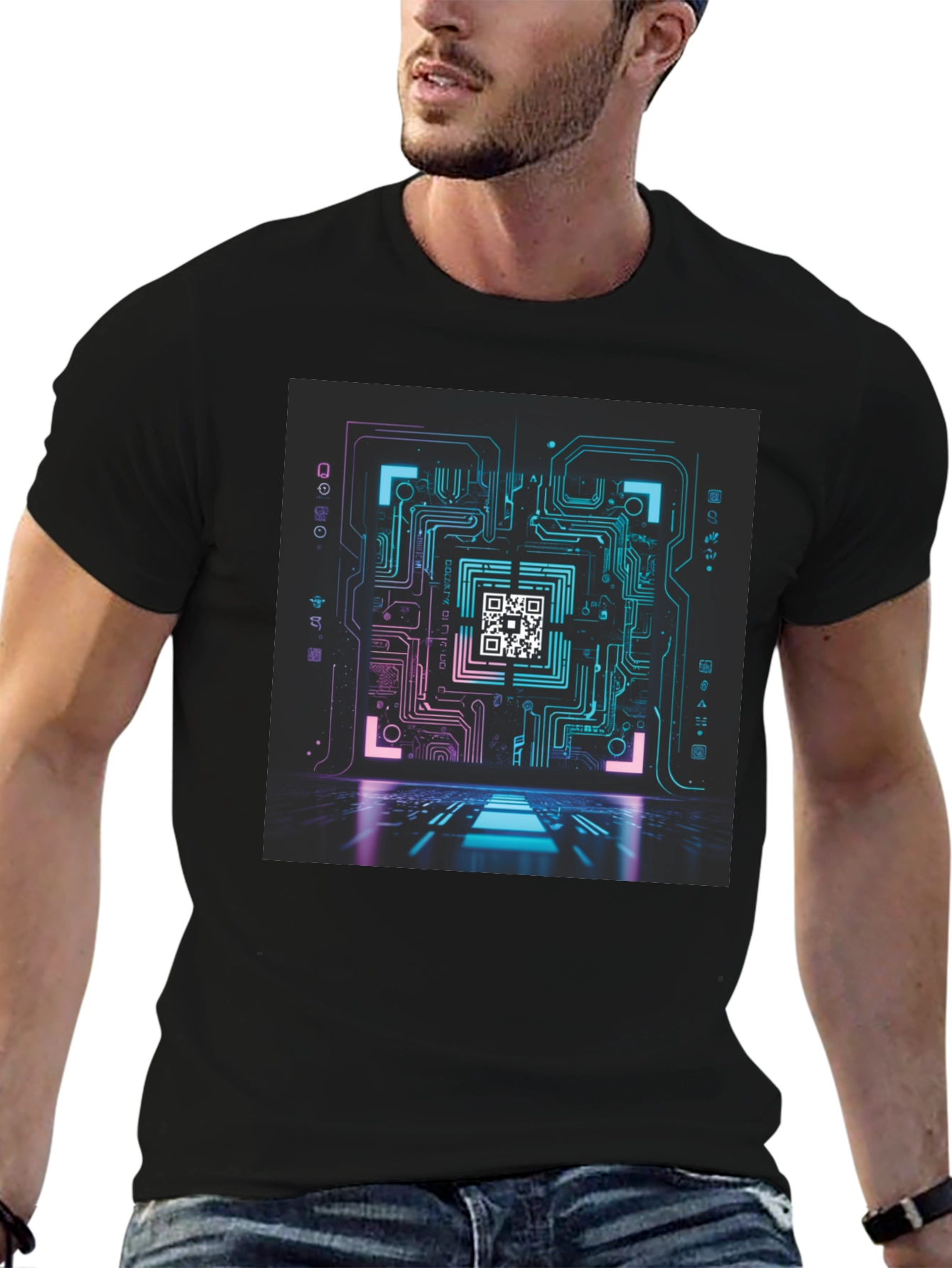 Cyber Circuit QR Code T-Shirt