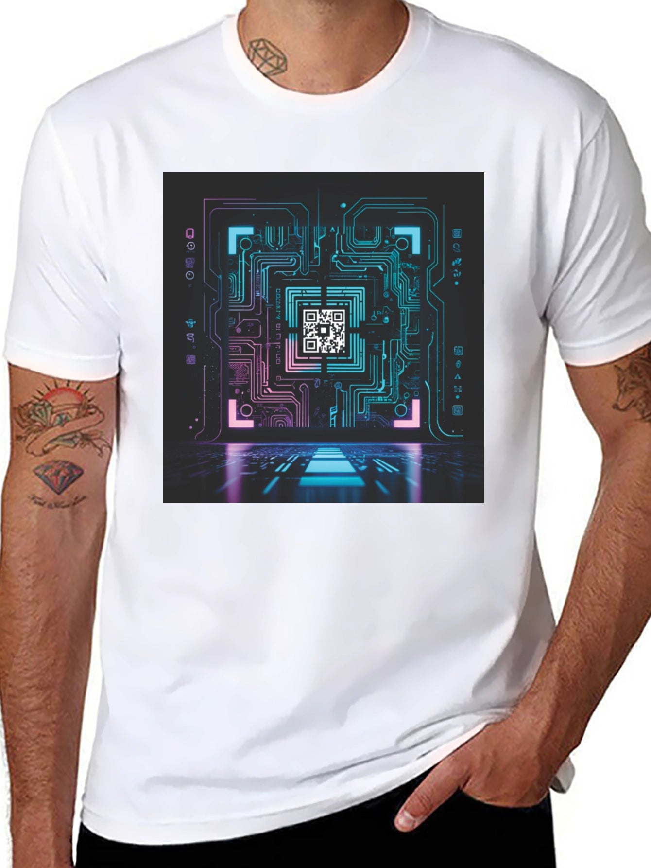 Cyber Circuit QR Code T-Shirt
