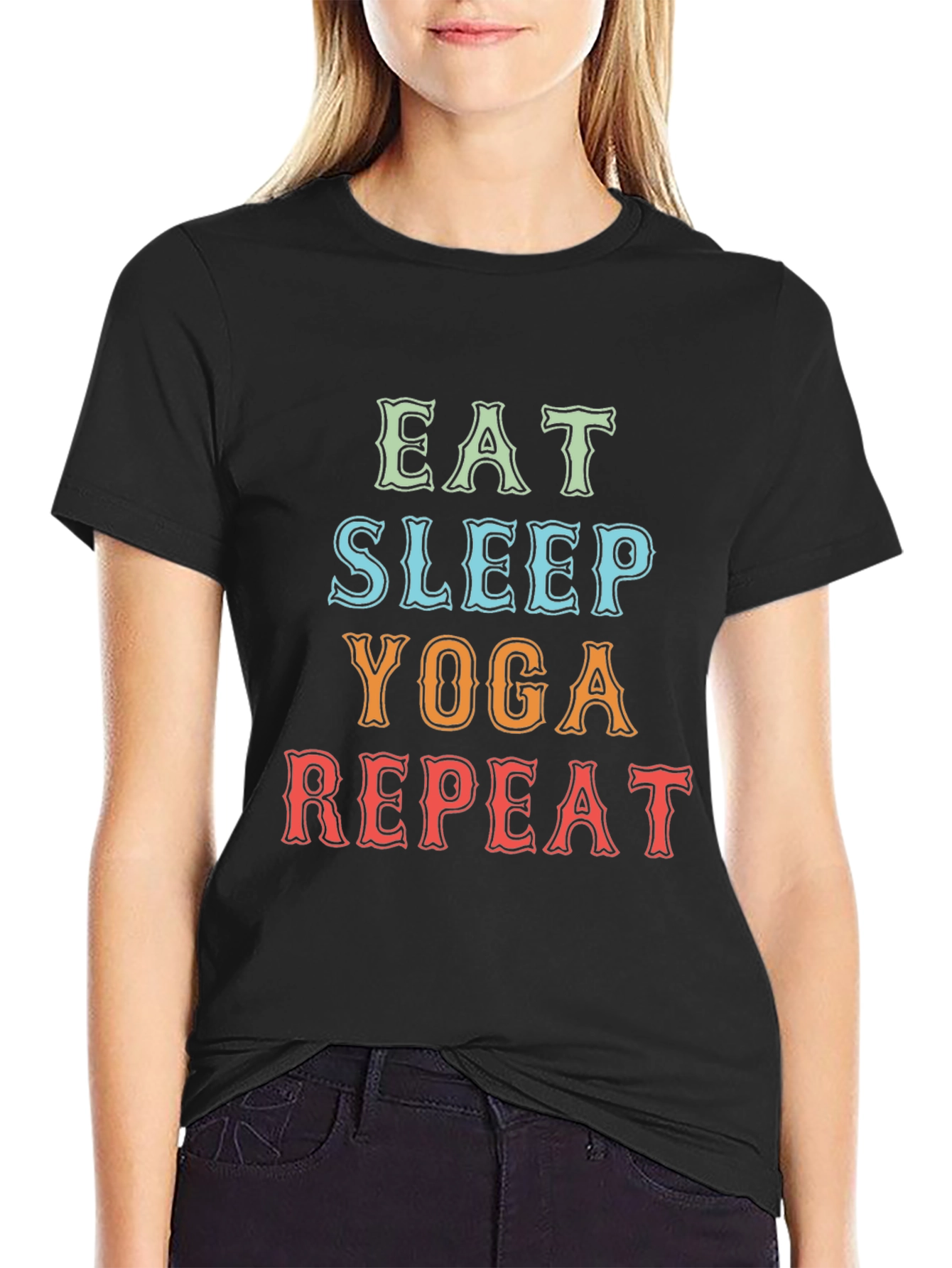 Eat Sleep Yoga Repeat Graphic Tee