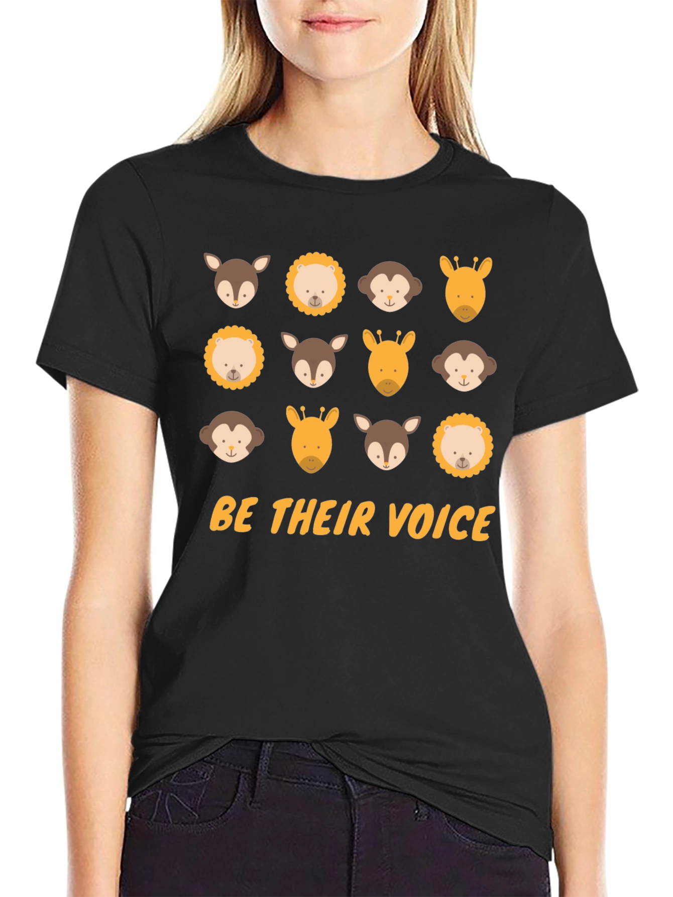 Be Their Voice Graphic Tee Animal Print Black T-Shirt