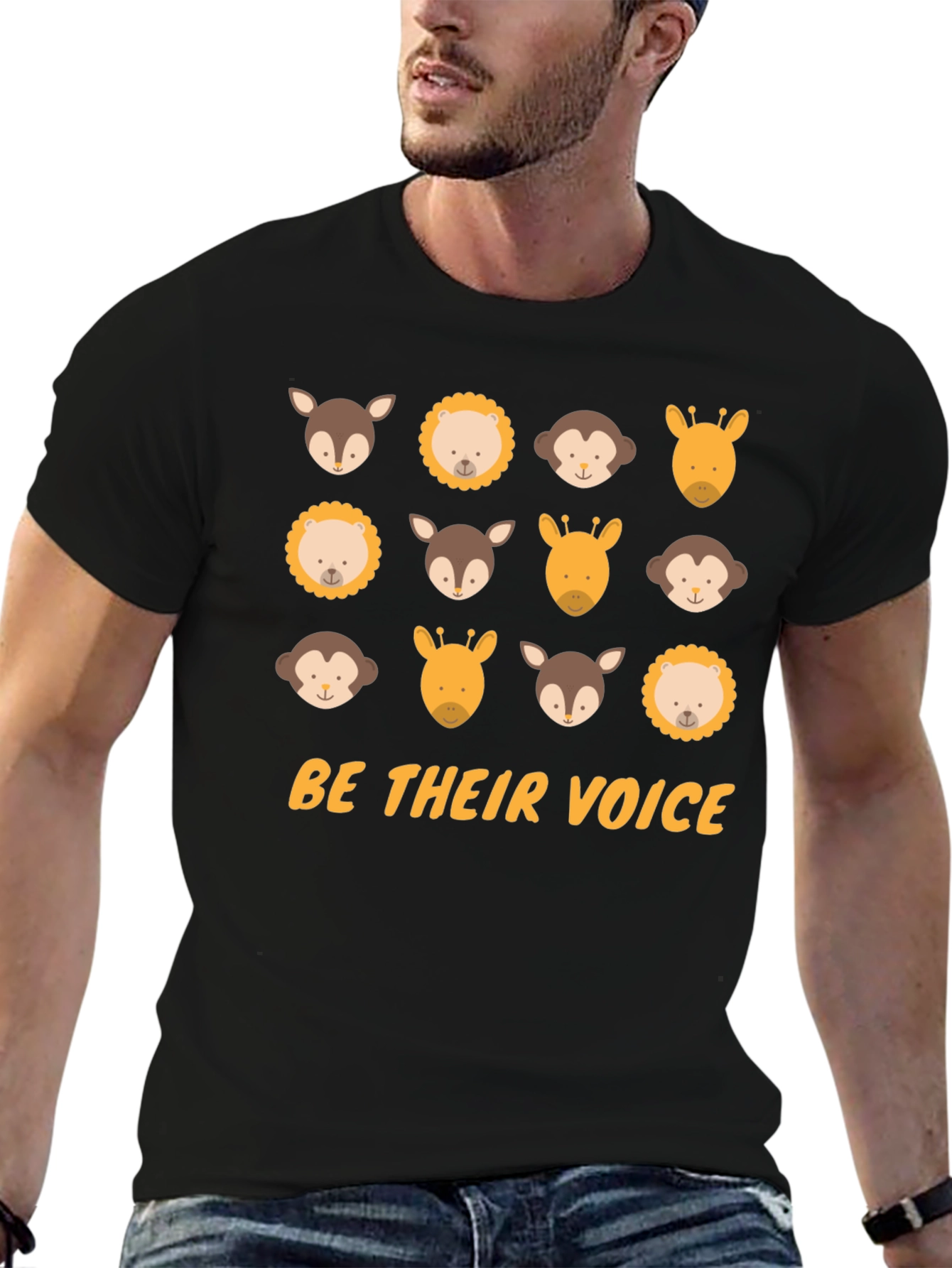 Be Their Voice Graphic Tee Animal Print Black T-Shirt