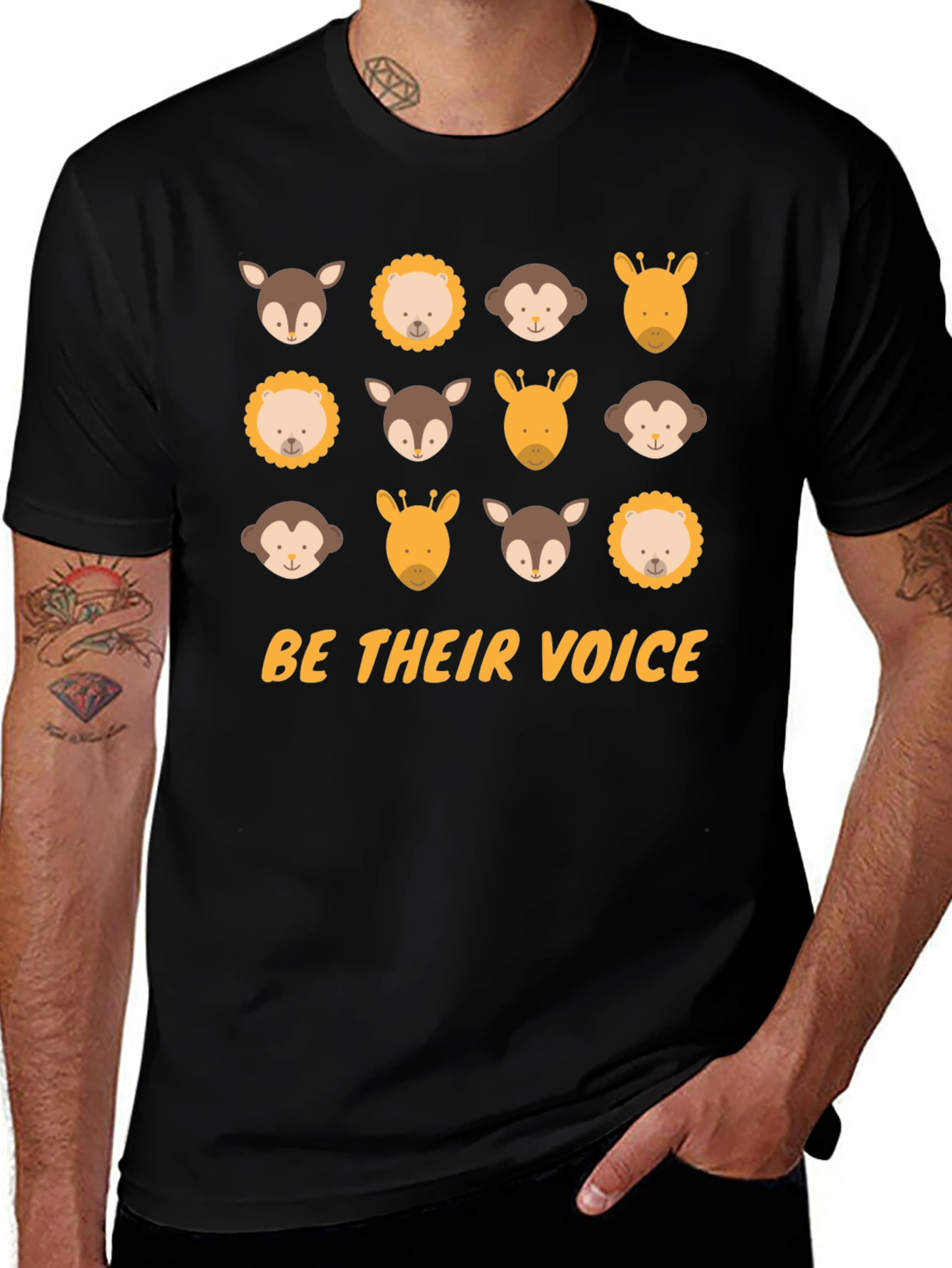 Be Their Voice Graphic Tee Animal Print Black T-Shirt