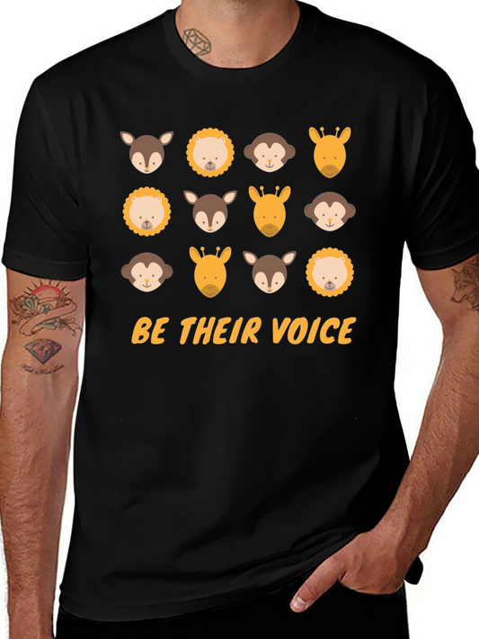 Be Their Voice Graphic Tee Animal Print Black T-Shirt