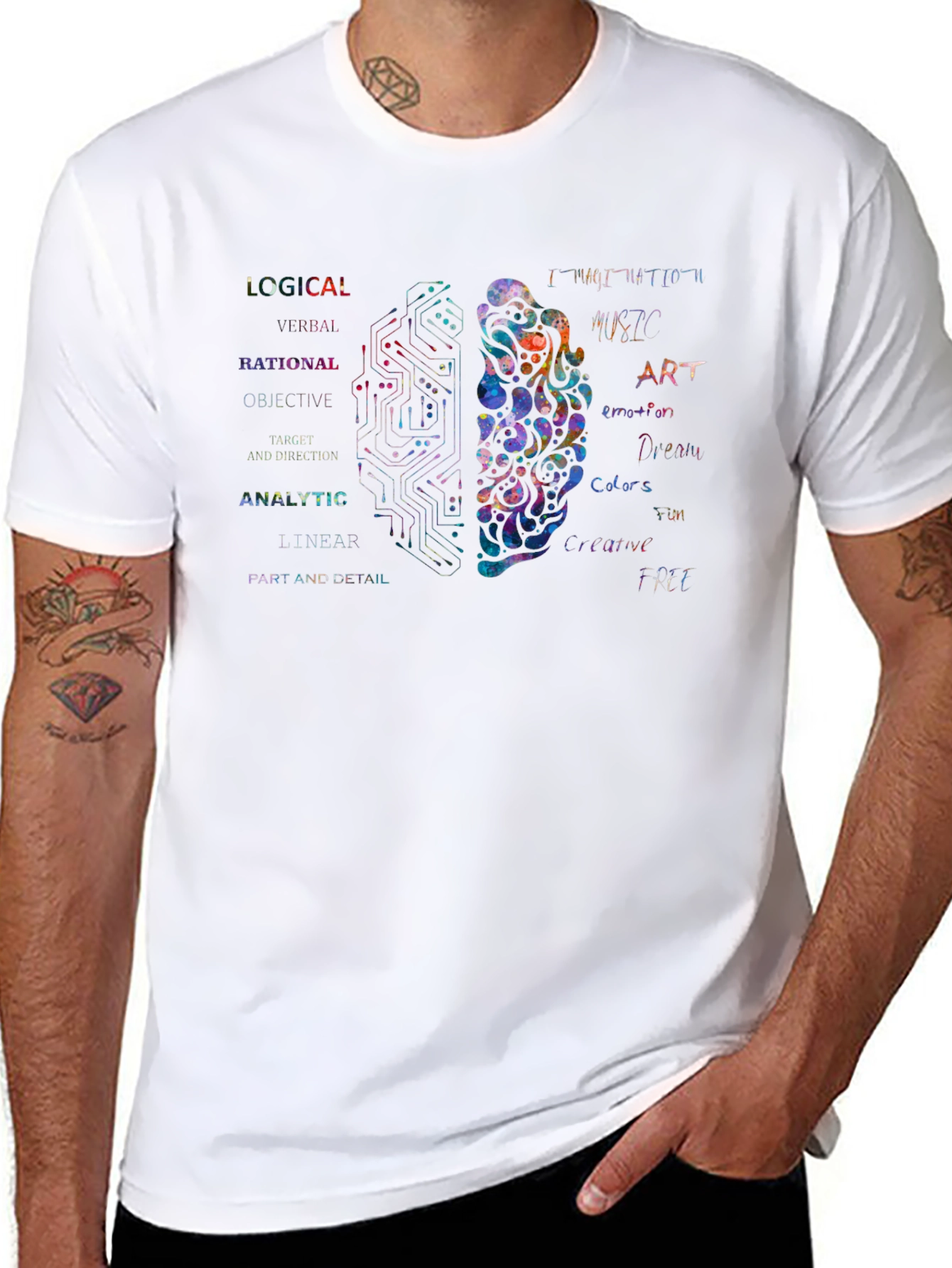 Dual Brain Thinking T-Shirt - Logical & Creative Mind