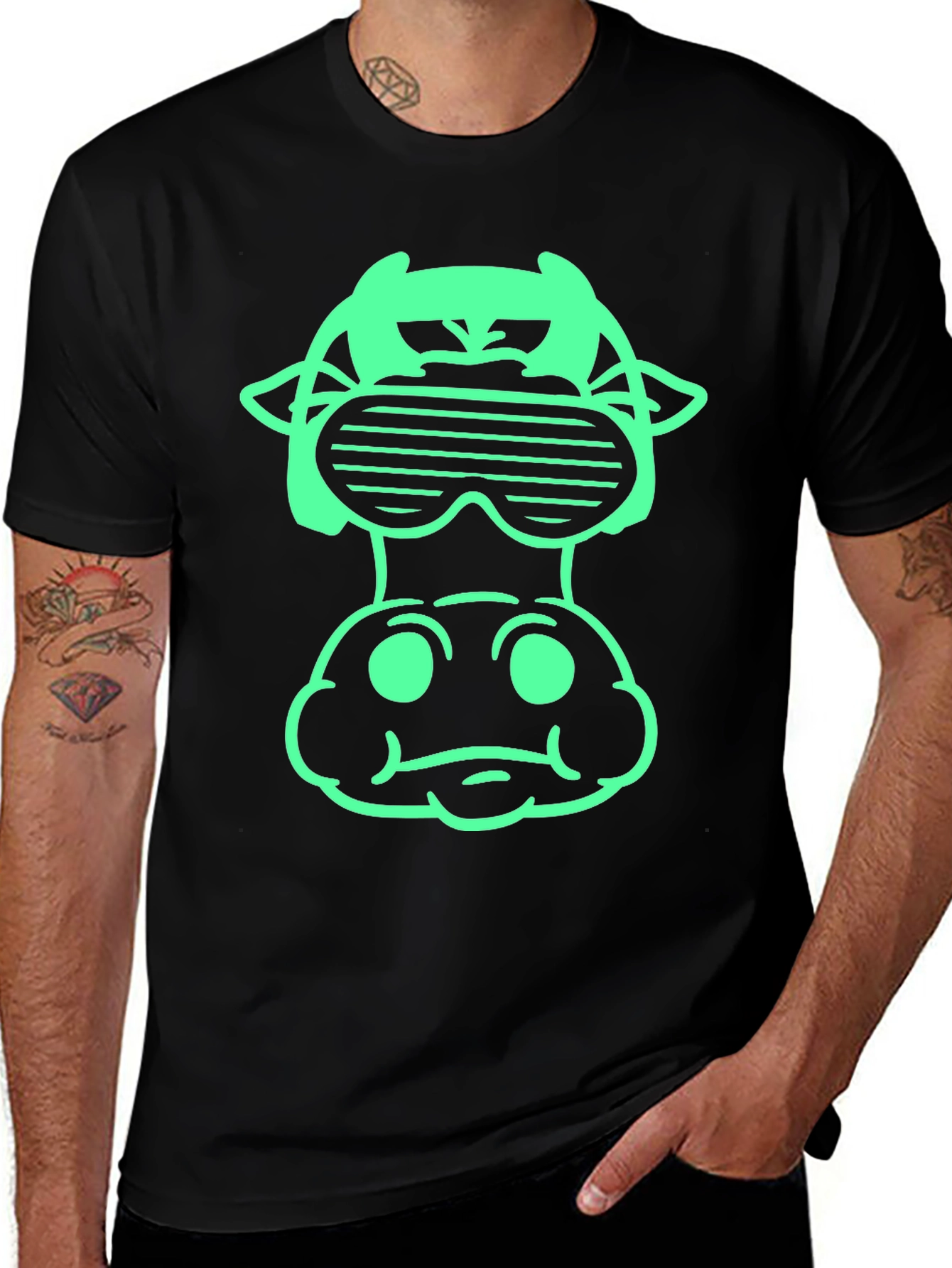 Cool Cow Graphic Tee - Black Cotton Shirt