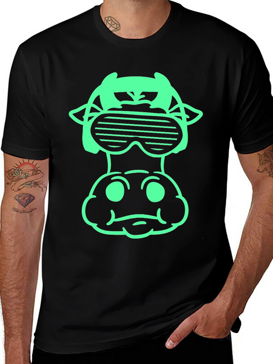 Cool Cow Graphic Tee - Black Cotton Shirt