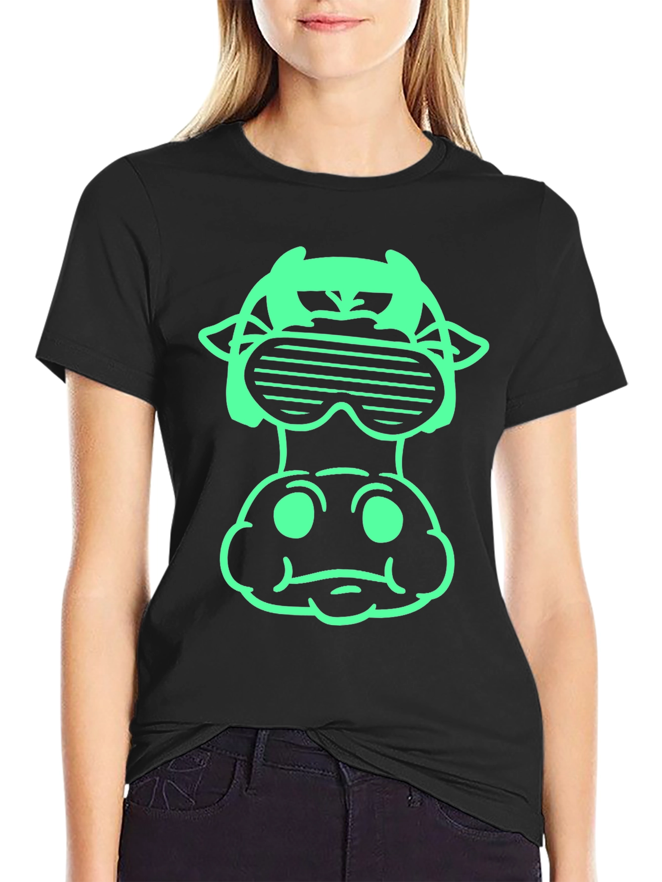 Cool Cow Graphic Tee - Black Cotton Shirt