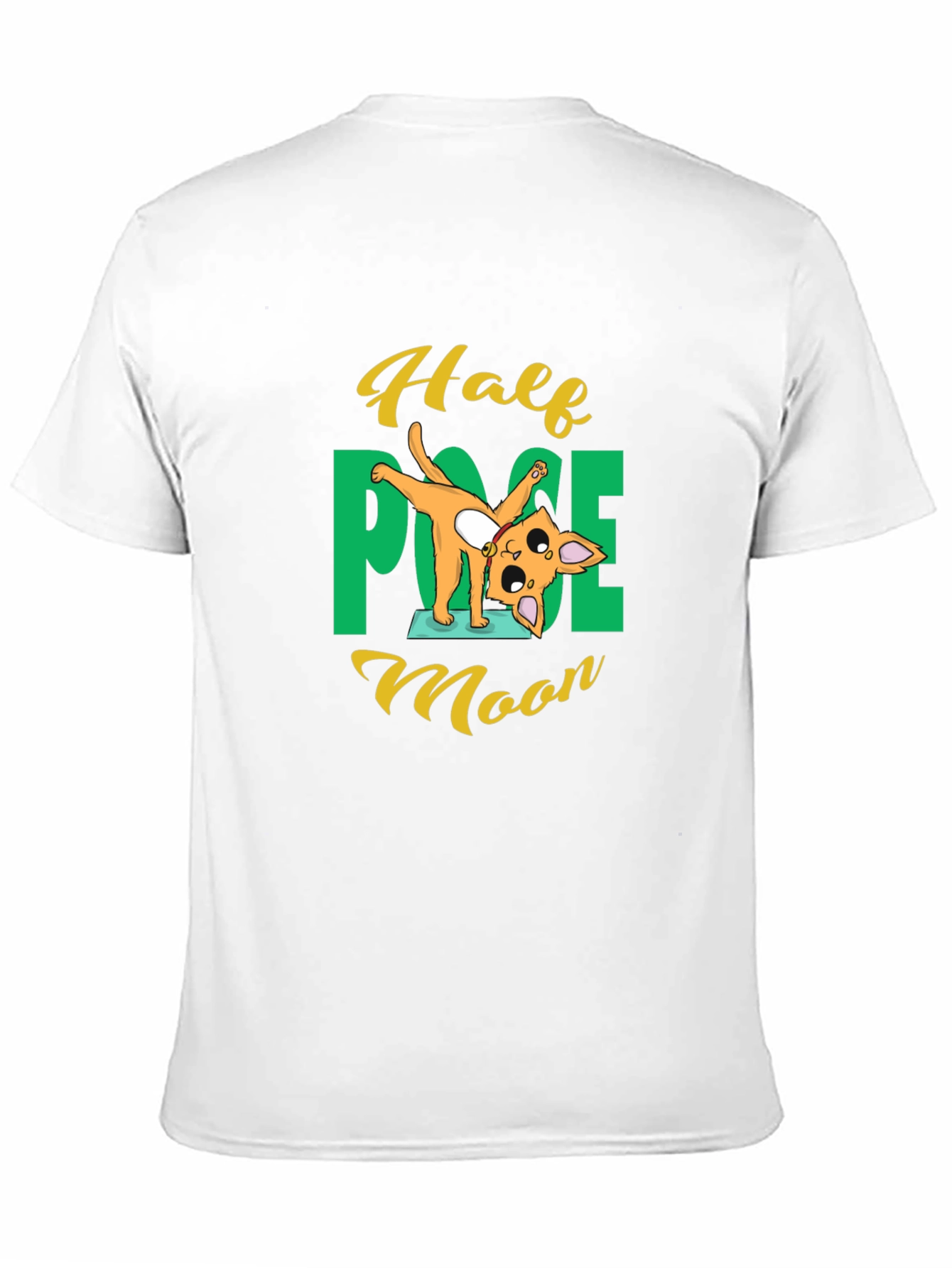 Yoga Cat Half Moon Pose Black T-Shirt