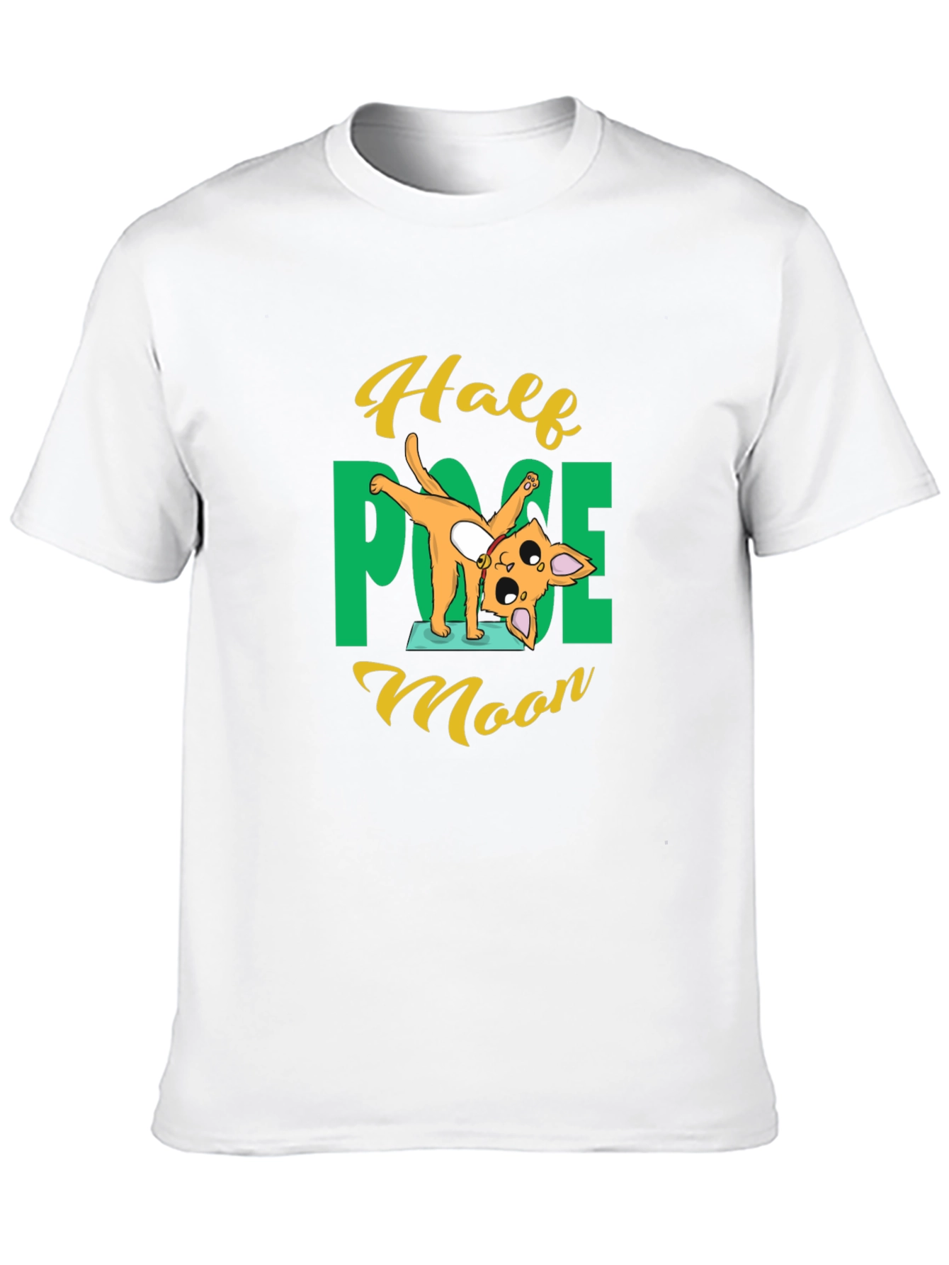 Yoga Cat Half Moon Pose Black T-Shirt