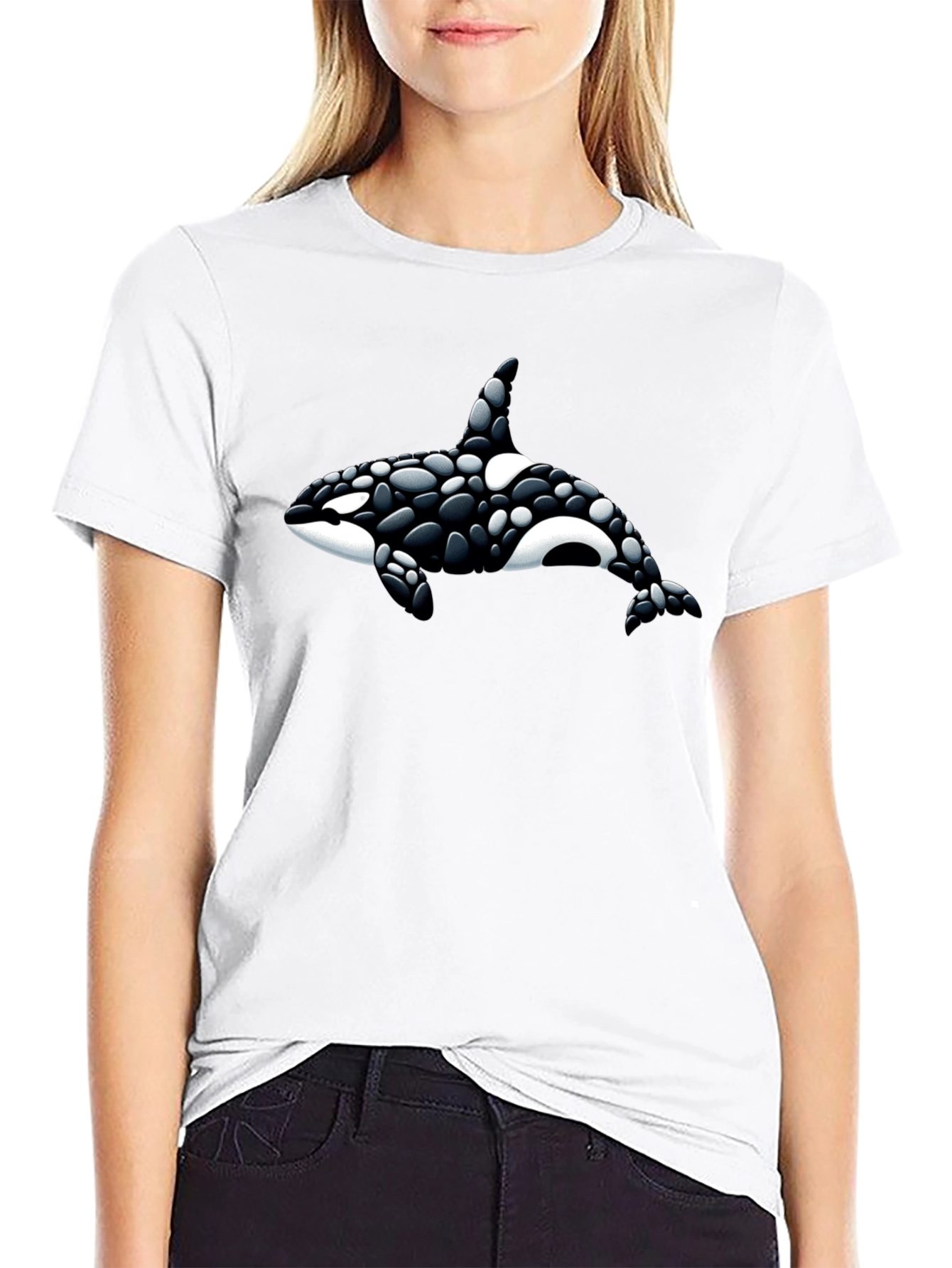 Orca Whale Graphic Tee - Black Cotton T-Shirt