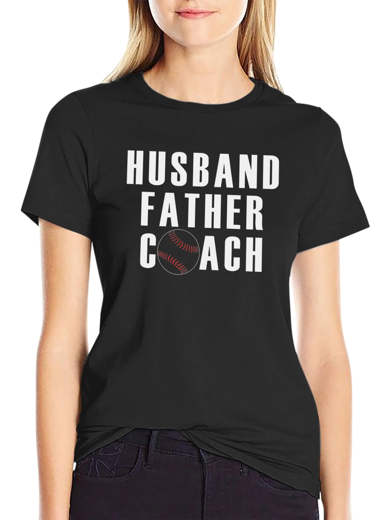 Husband Father Coach T-Shirt Baseball Dad Tee