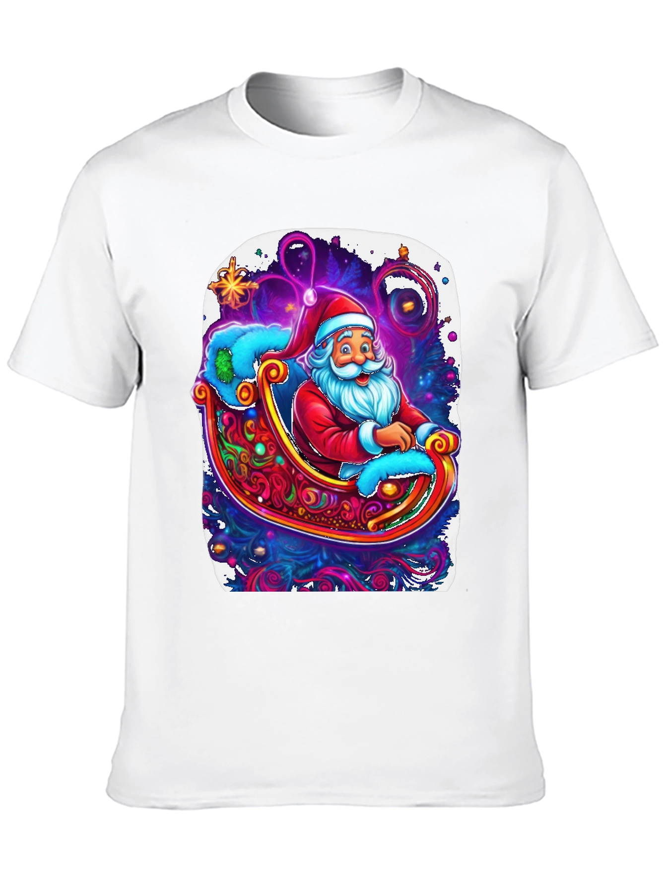 Santa Sleigh Graphic Tee - Holiday Cheer Shirt