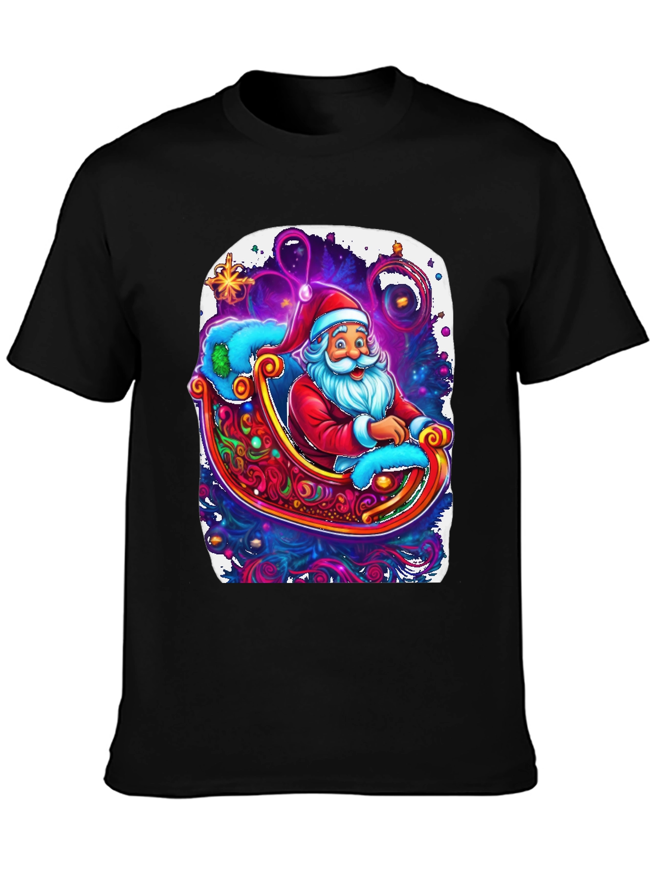 Santa Sleigh Graphic Tee - Holiday Cheer Shirt