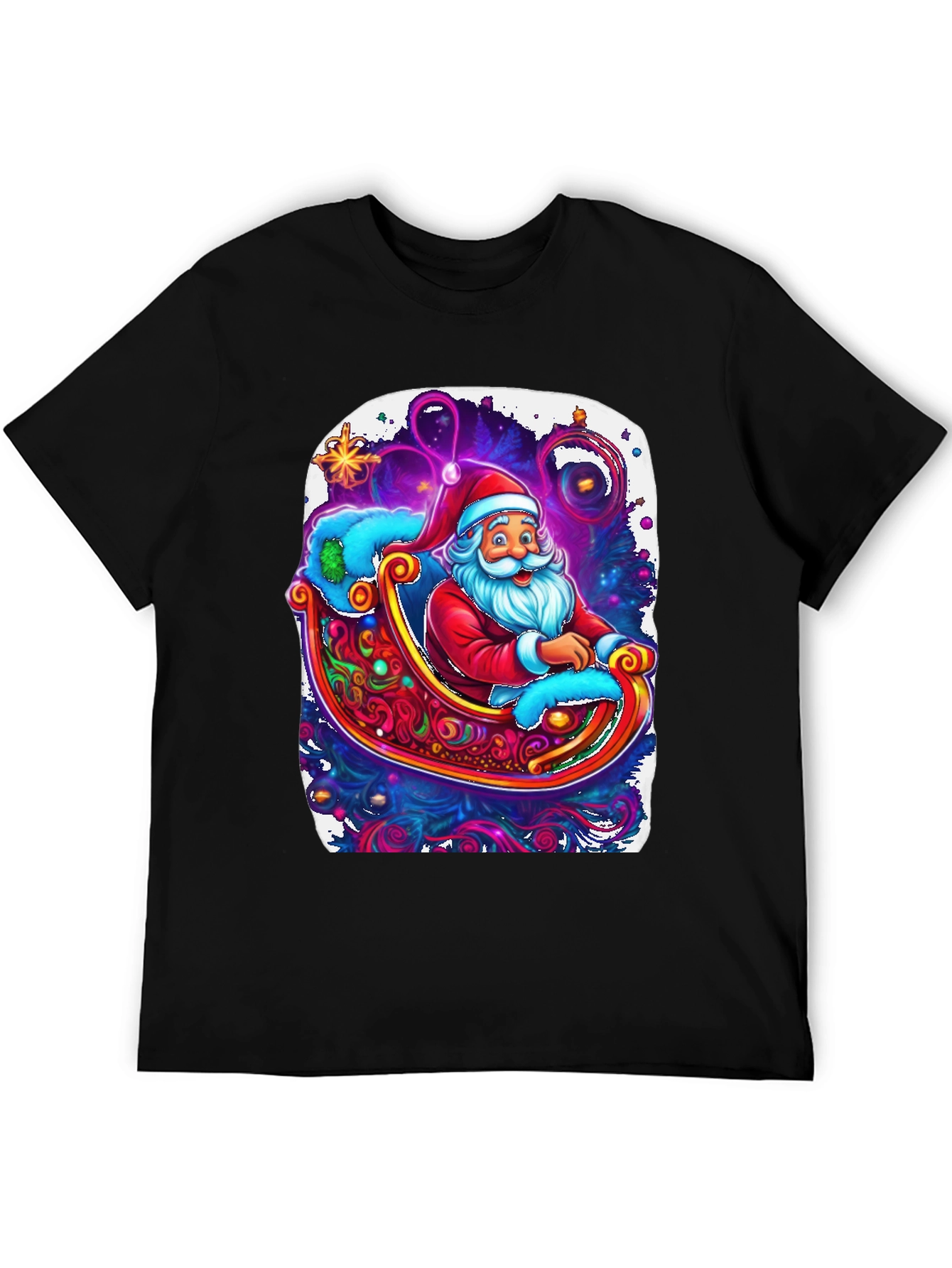 Santa Sleigh Graphic Tee - Holiday Cheer Shirt