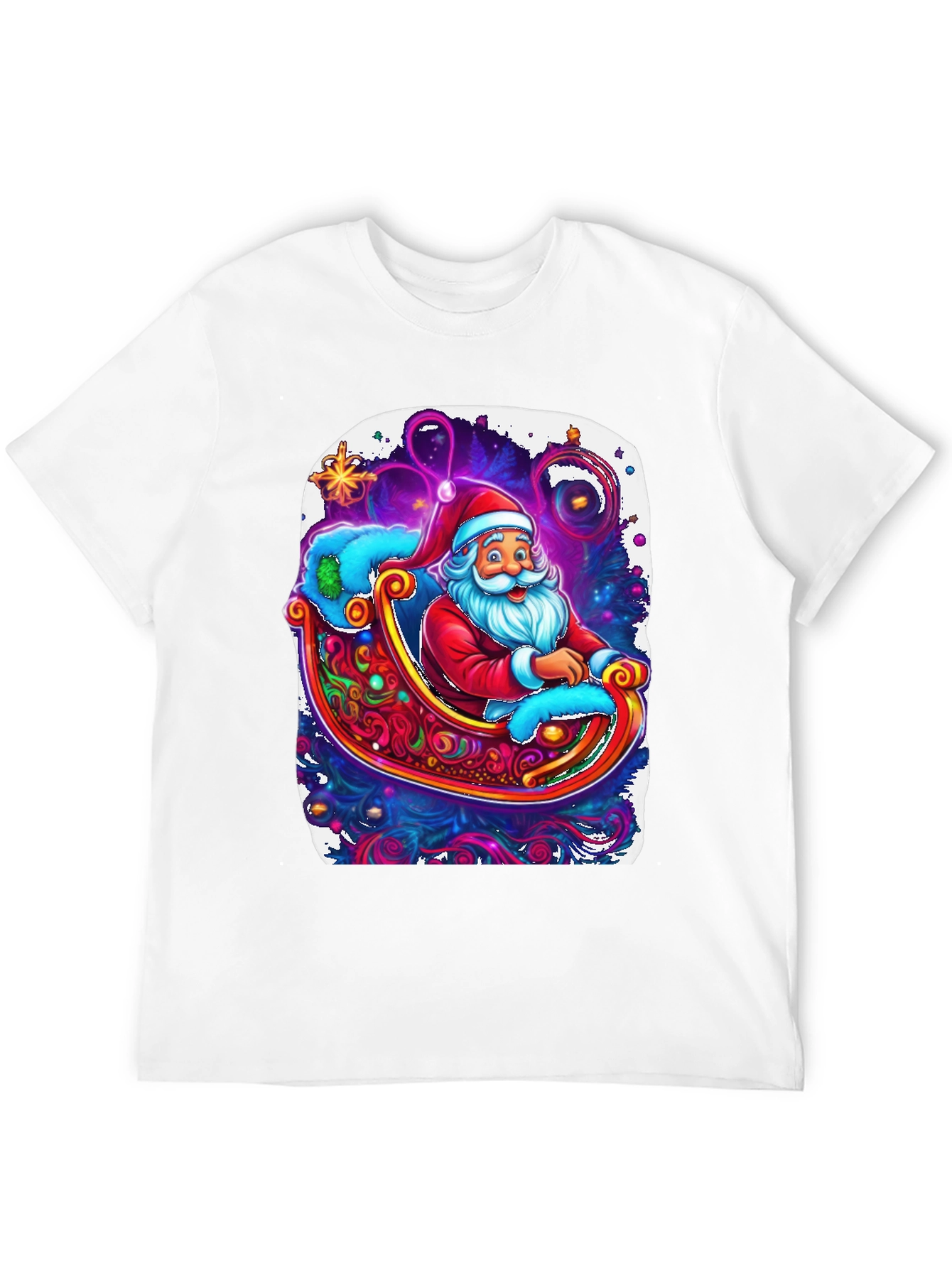 Santa Sleigh Graphic Tee - Holiday Cheer Shirt