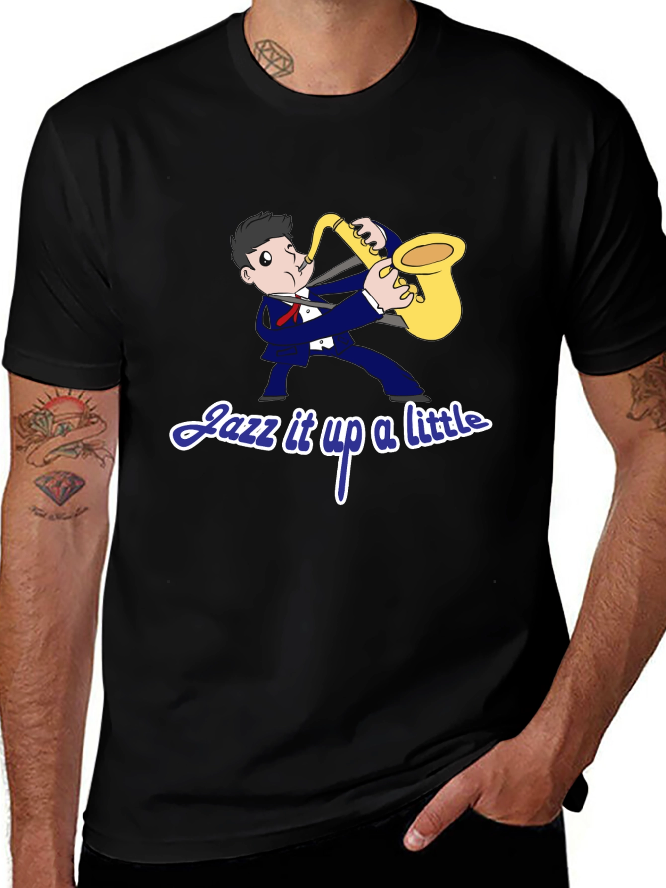 Jazz Musician Graphic T-Shirt - Black