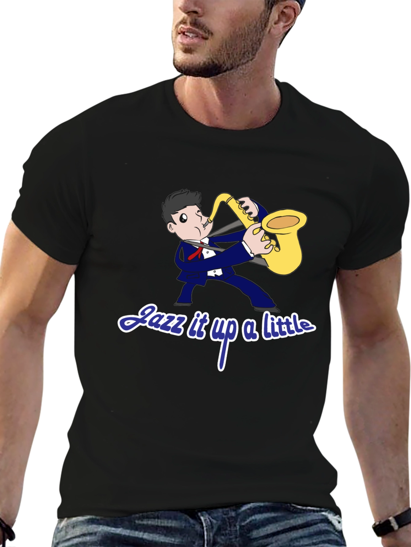 Jazz Musician Graphic T-Shirt - Black