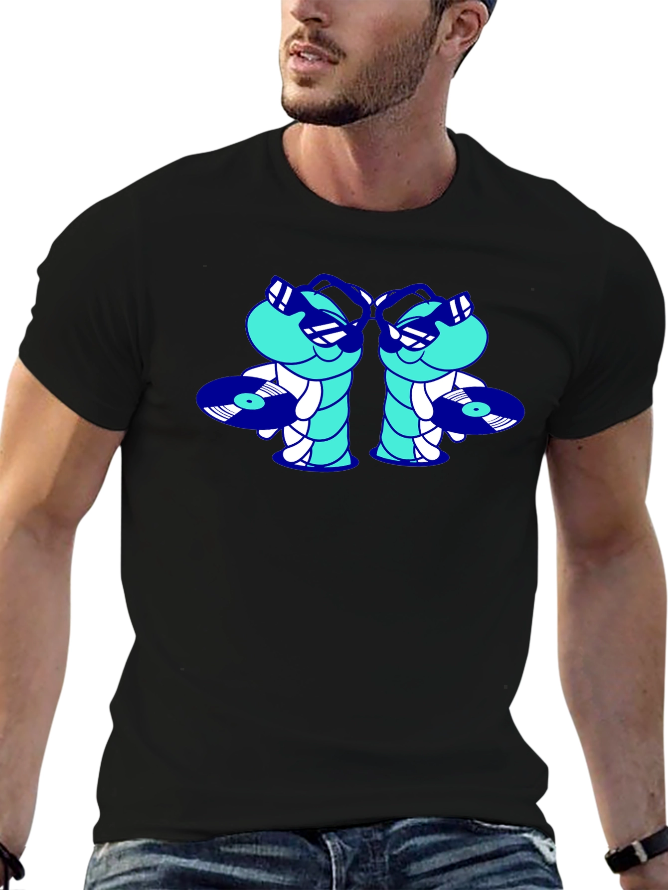 Cool DJ Worms Black T-Shirt