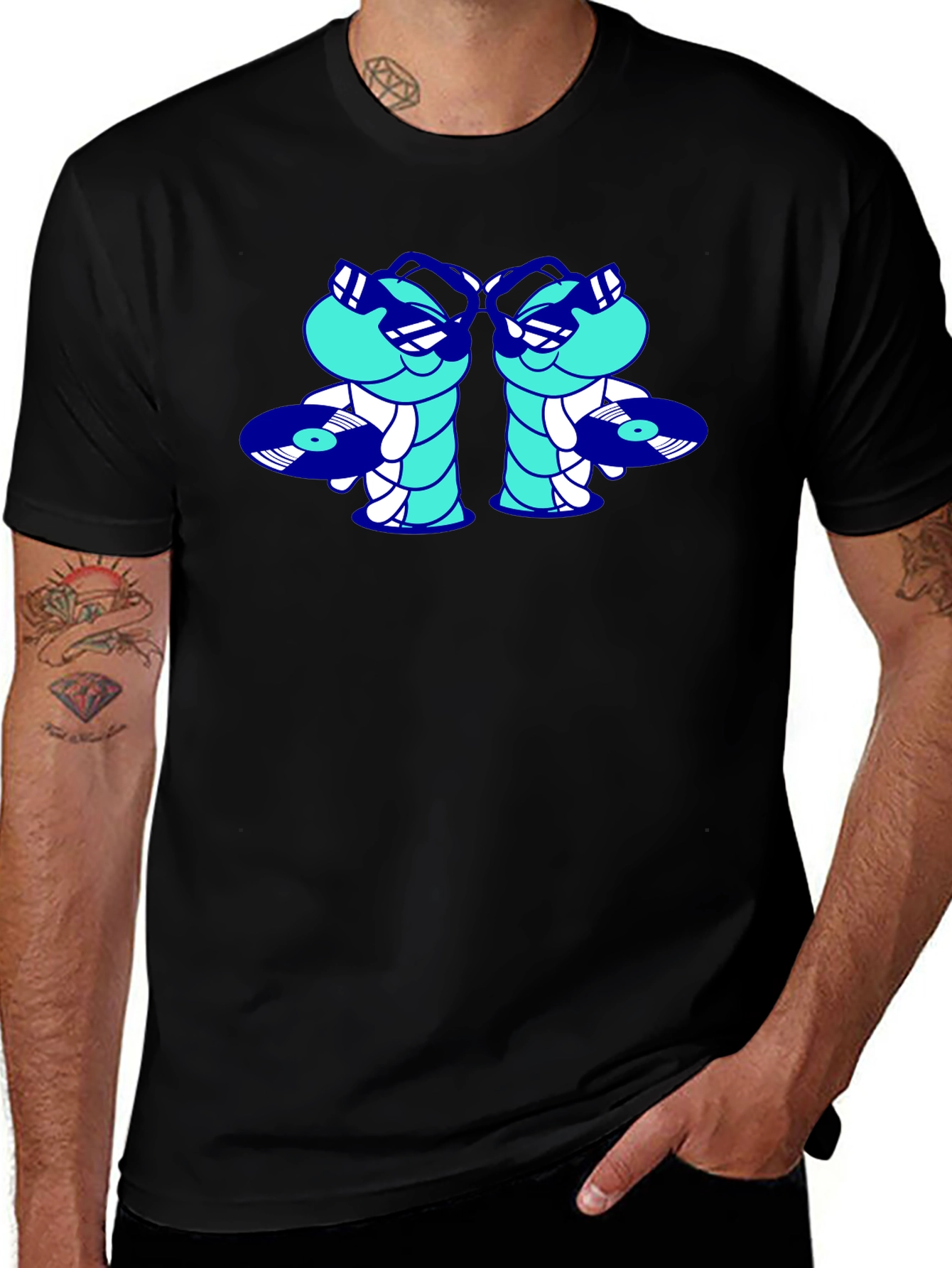 Cool DJ Worms Black T-Shirt
