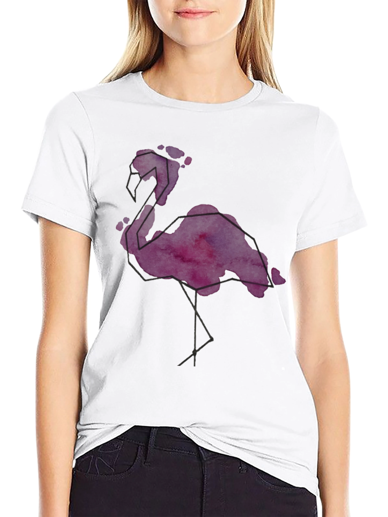 Geometric Flamingo Graphic Tee - Stylish Mens Black T-Shirt