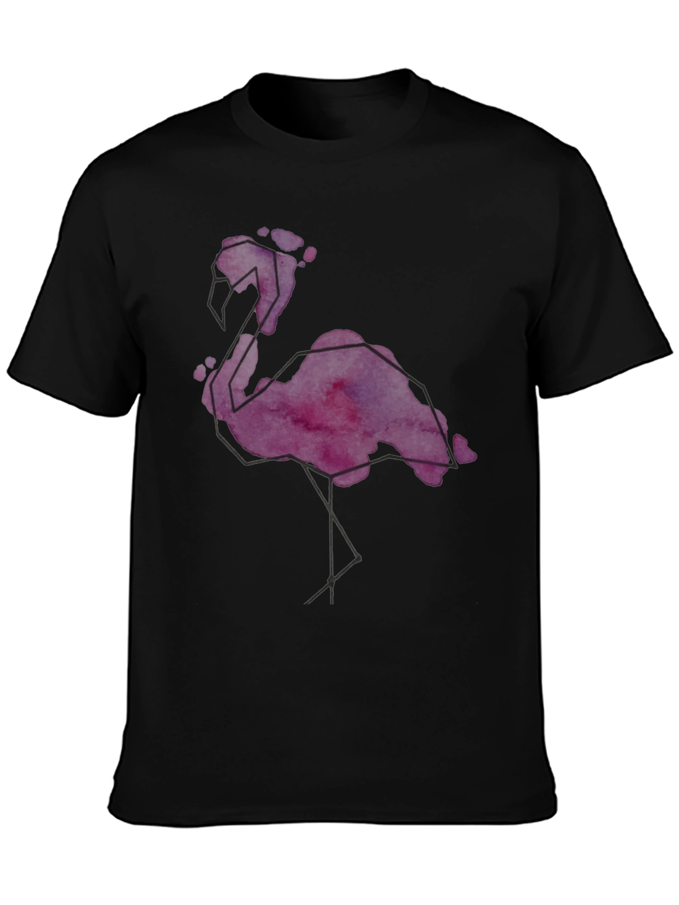 Geometric Flamingo Graphic Tee - Stylish Mens Black T-Shirt