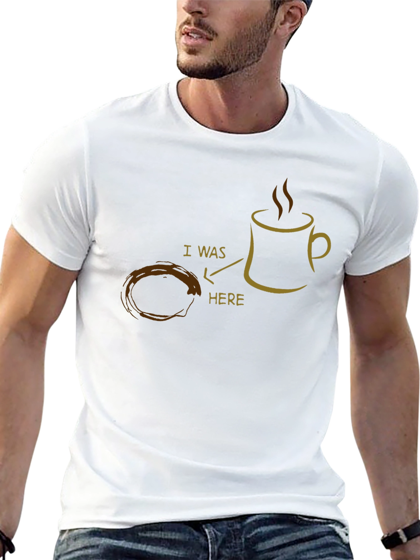 Coffee Lover T-Shirt: I Was Here Mug Design