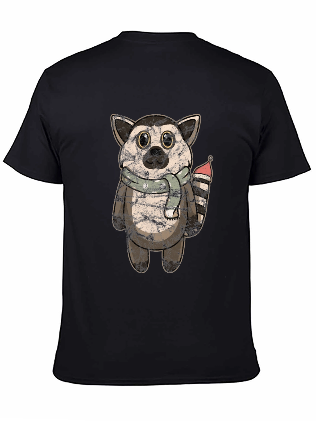 Lemur Plush Graphic Tee - Soft Black Cotton