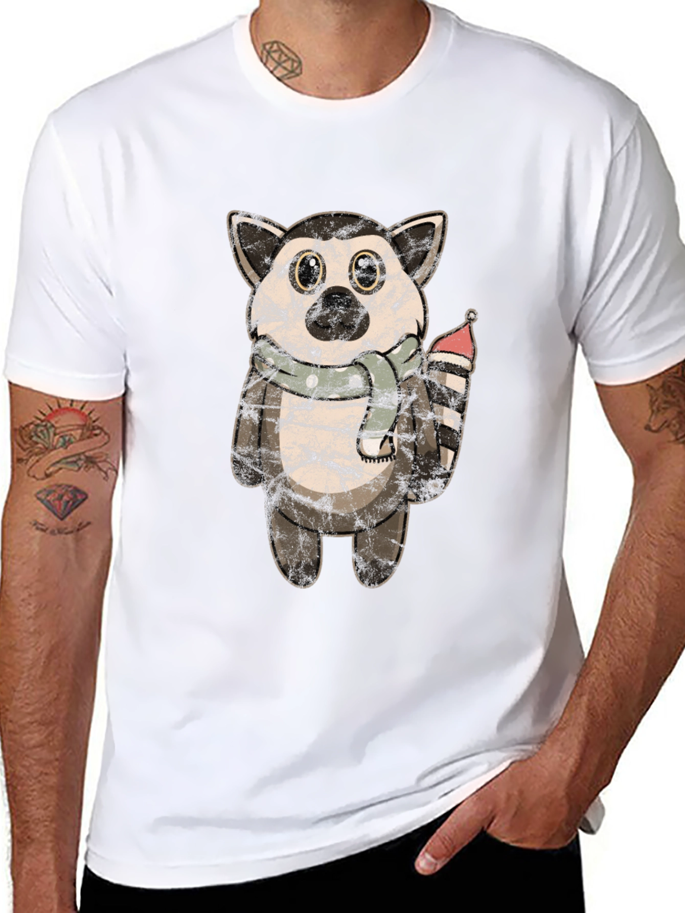 Lemur Plush Graphic Tee - Soft Black Cotton