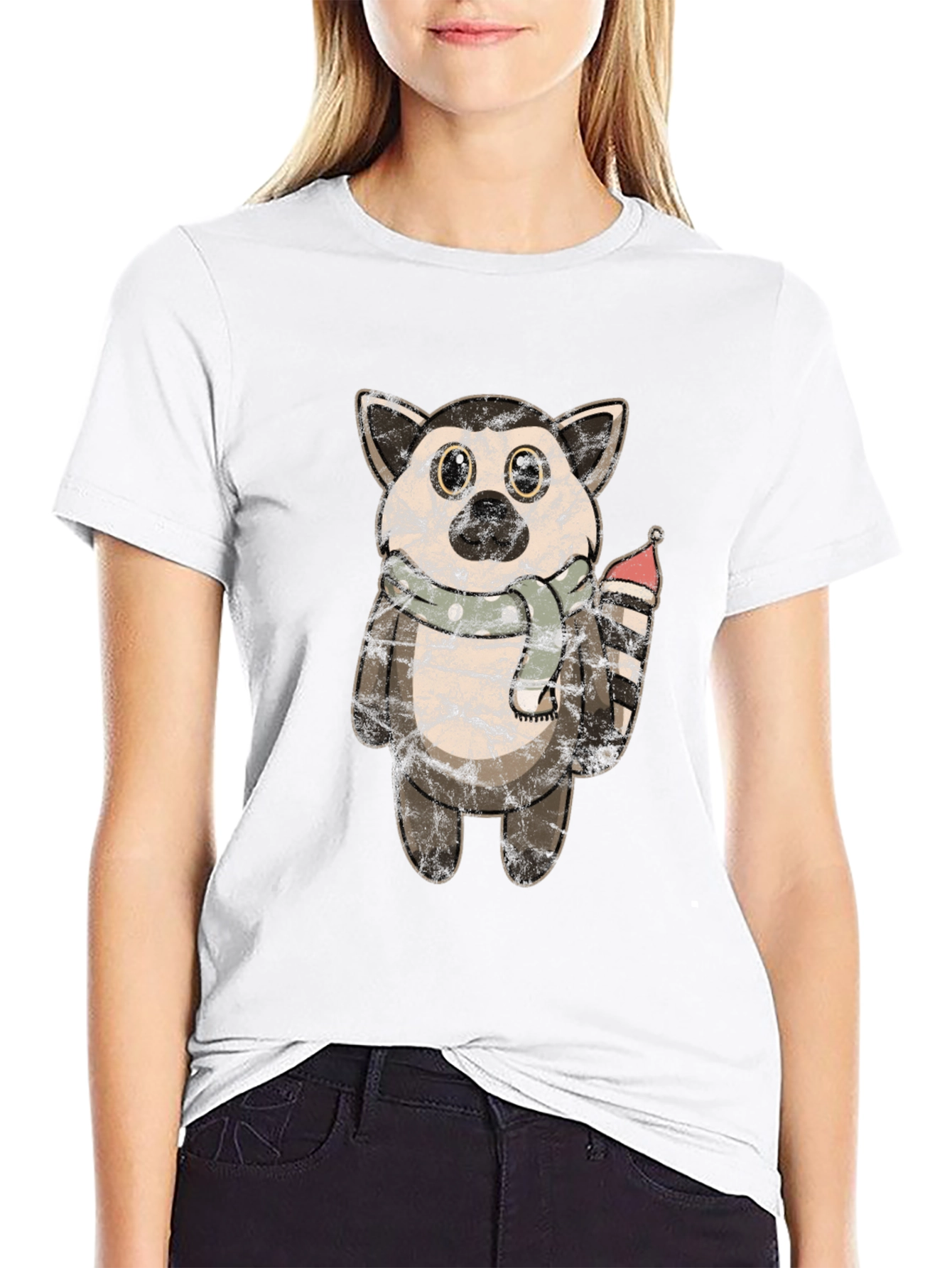 Lemur Plush Graphic Tee - Soft Black Cotton