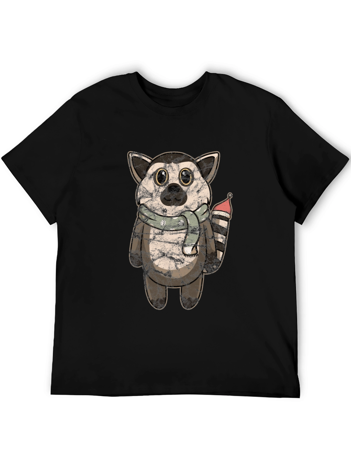 Lemur Plush Graphic Tee - Soft Black Cotton