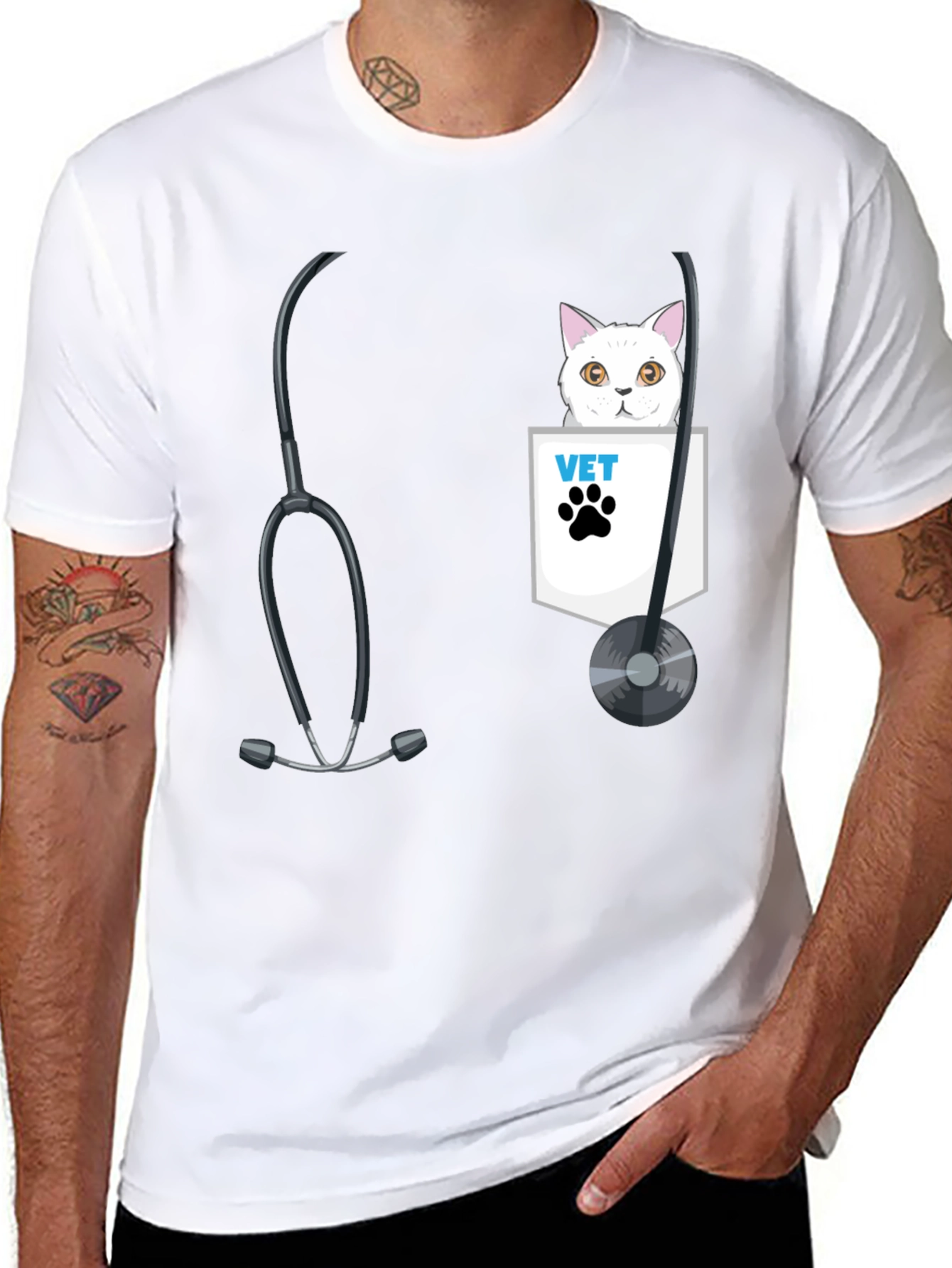 Vet Cat Pocket T-Shirt - Animal Lover Tee