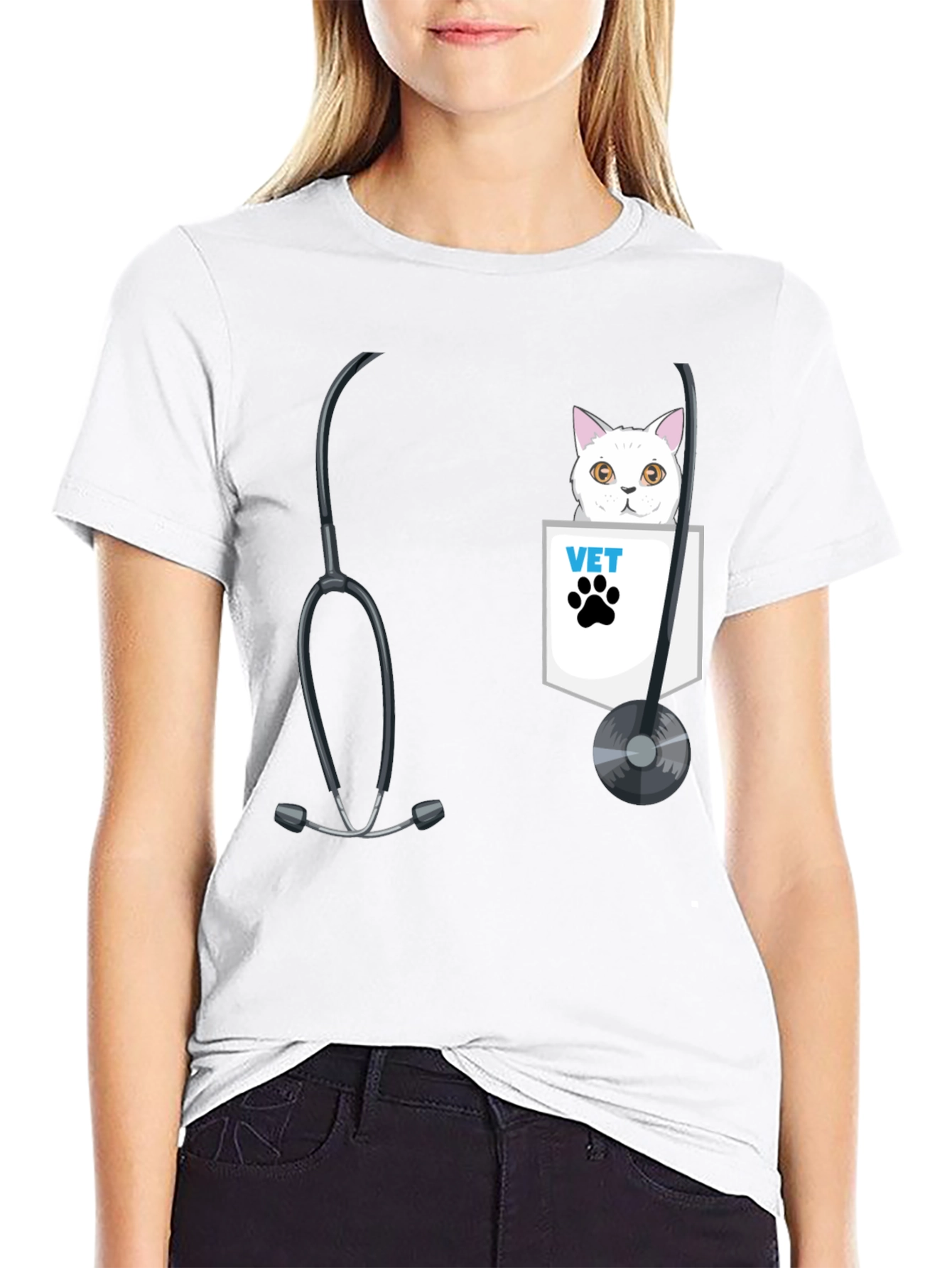 Vet Cat Pocket T-Shirt - Animal Lover Tee